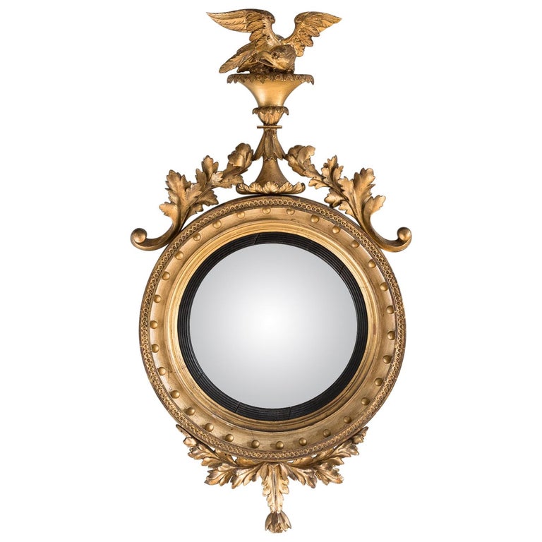 Regency Giltwood Convex Mirror For Sale at 1stDibs