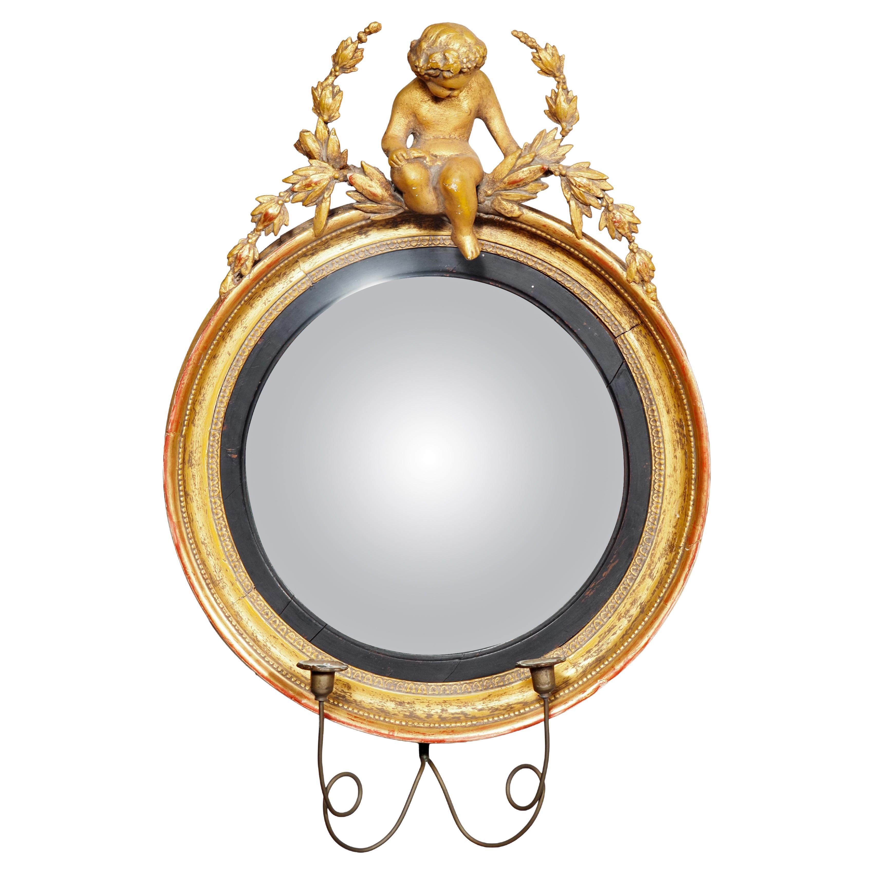 Regency Giltwood Convex Mirror For Sale