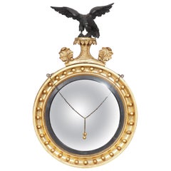 Specchio convesso in legno d'orato Regency