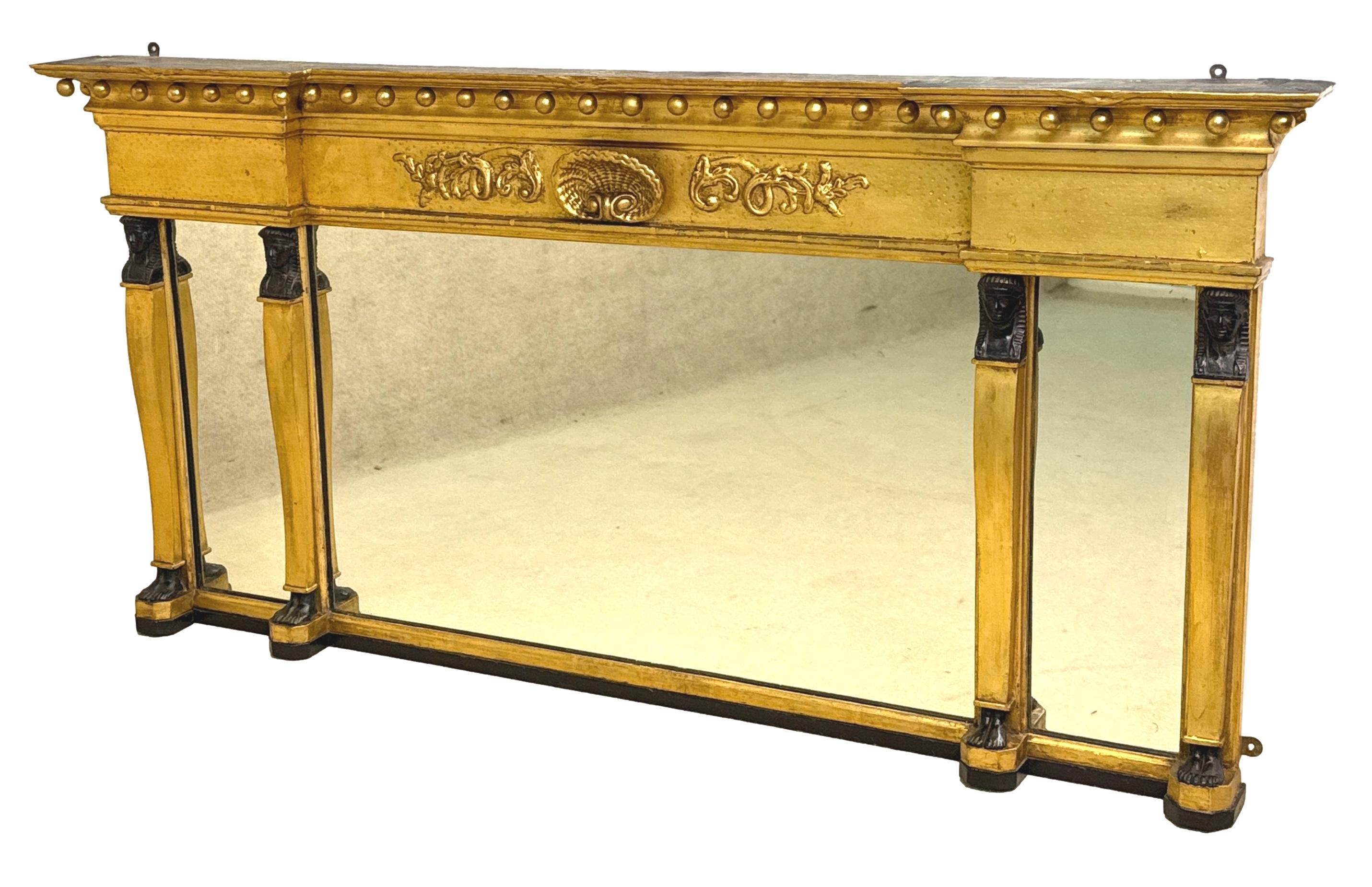 Specchio Regency in legno dorato e gesso in vendita 6
