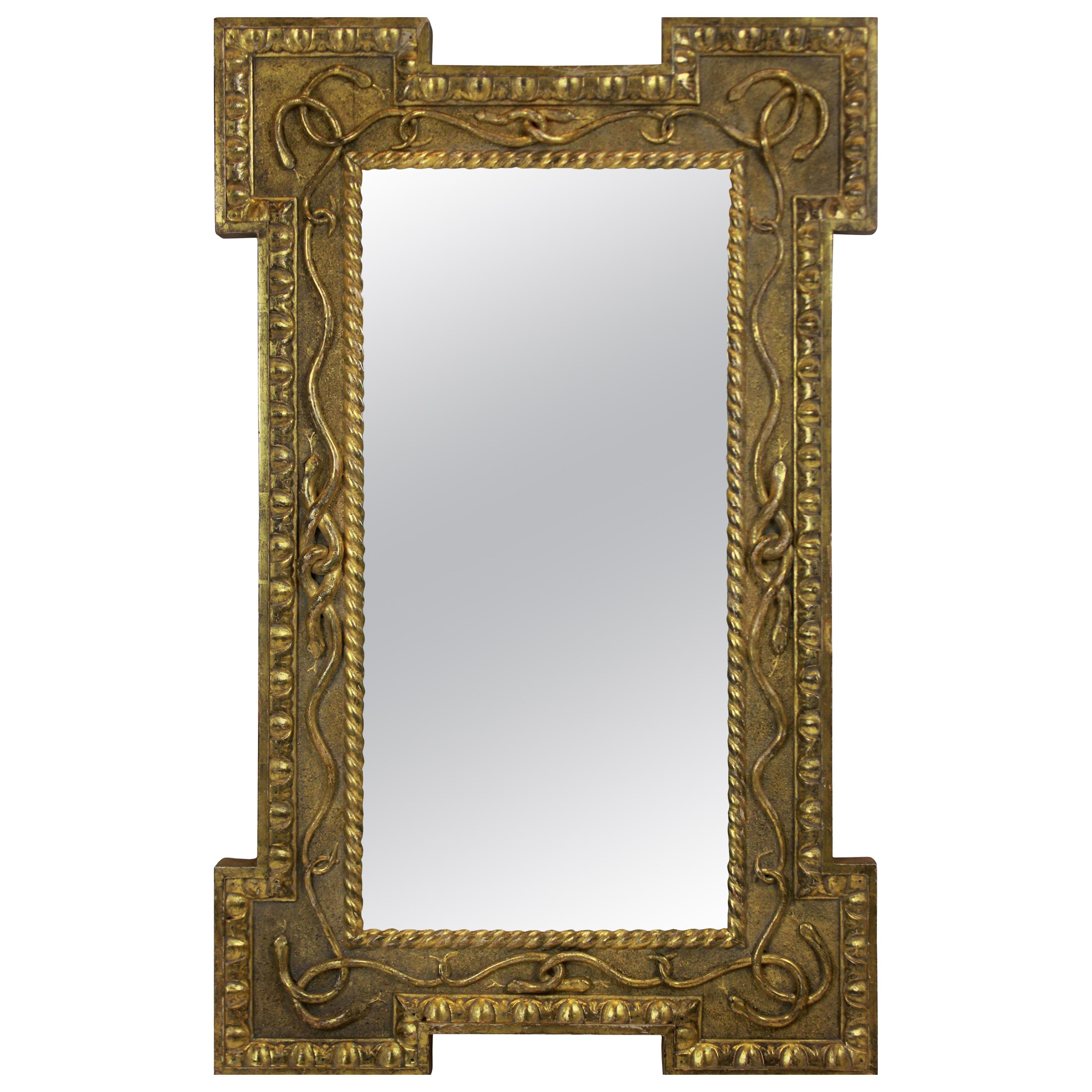 Regency Giltwood Mirror Depicting Serpents