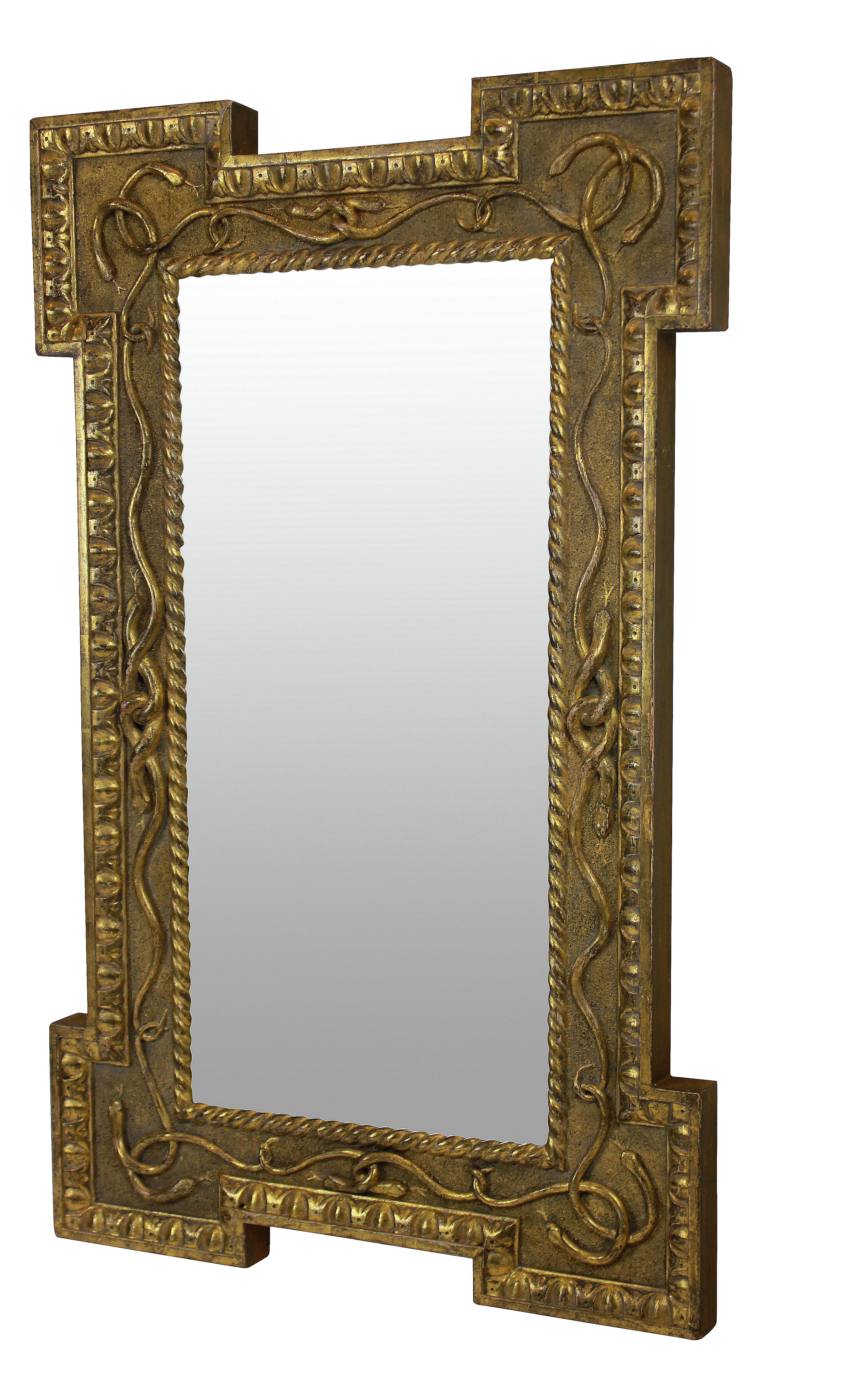 Early 19th Century Regency Giltwood Mirror with Serpent Decoration