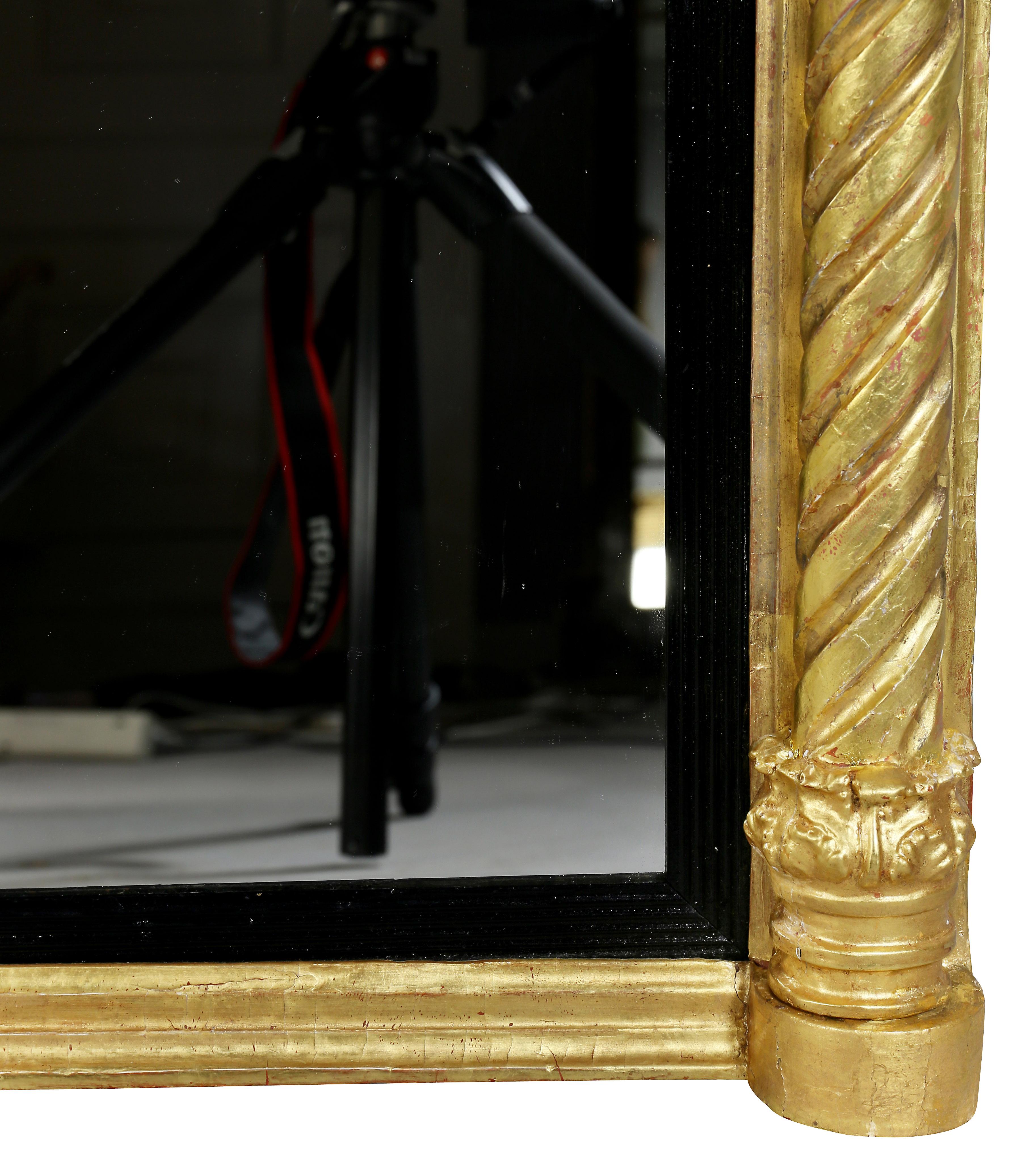 Regency Giltwood Overmantle Mirror In Good Condition In Essex, MA