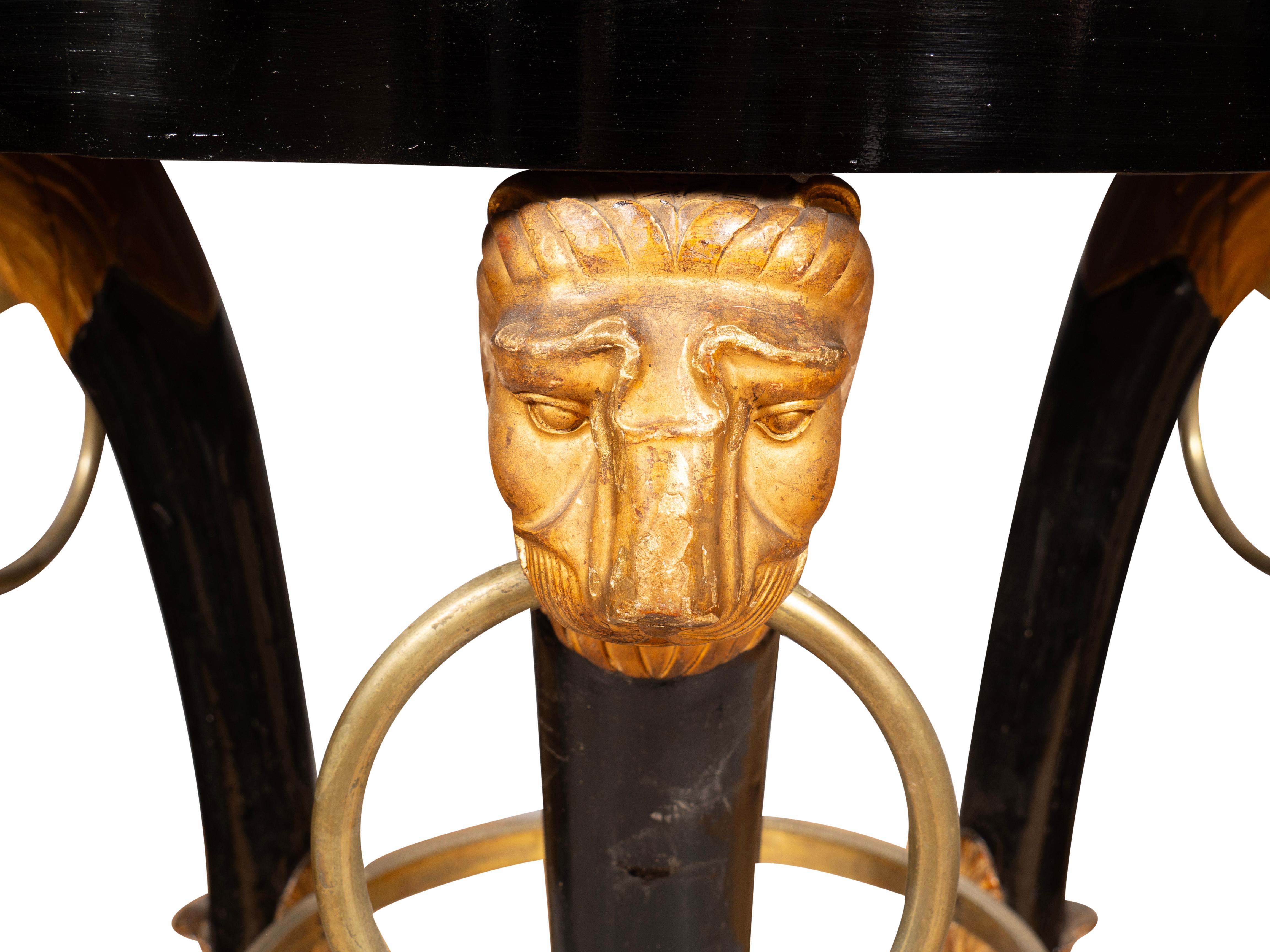 Regency Giltwood, Satinwood and Ebony Center Table In Good Condition For Sale In Essex, MA