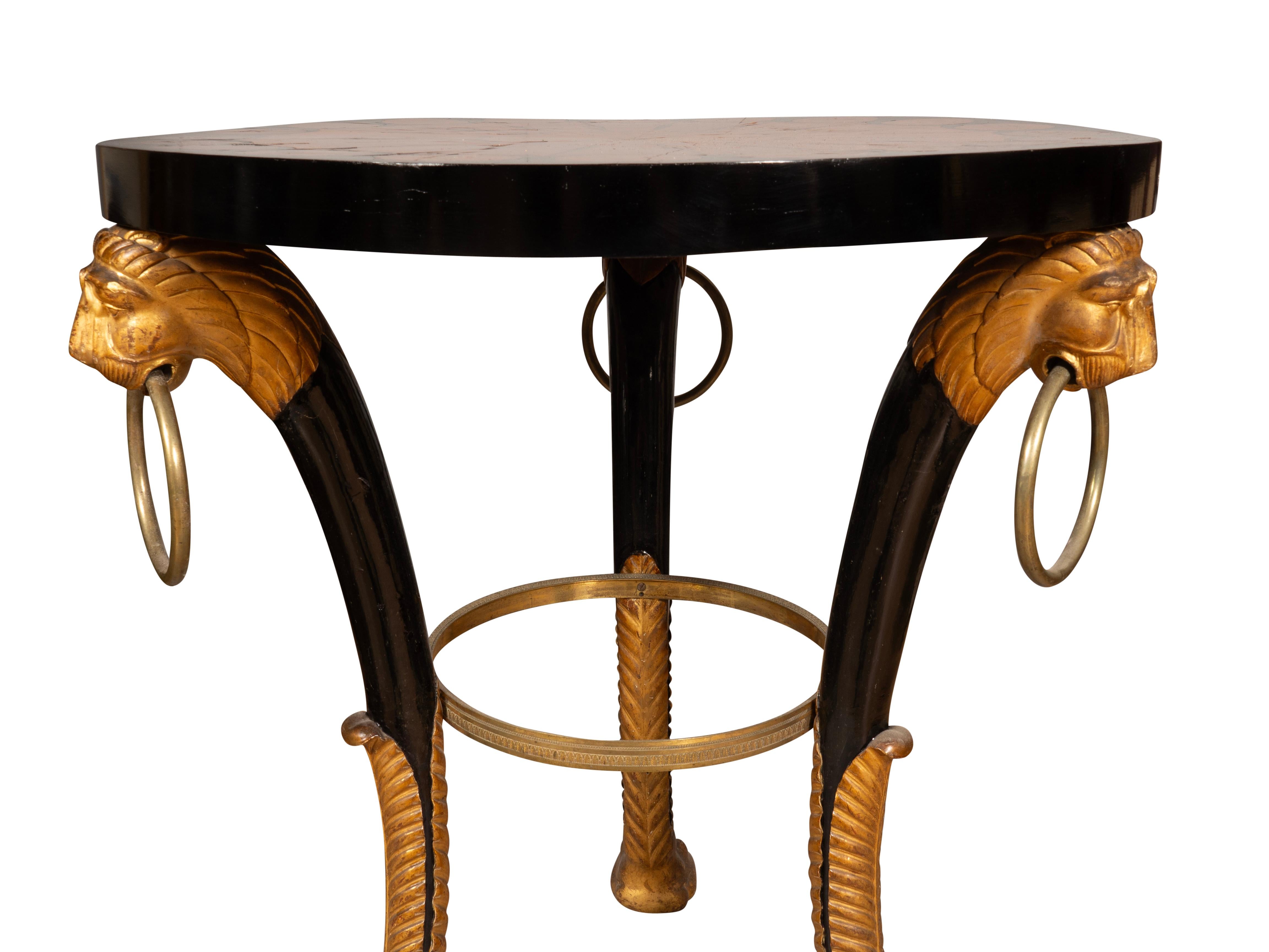 Regency Giltwood, Satinwood and Ebony Center Table For Sale 1