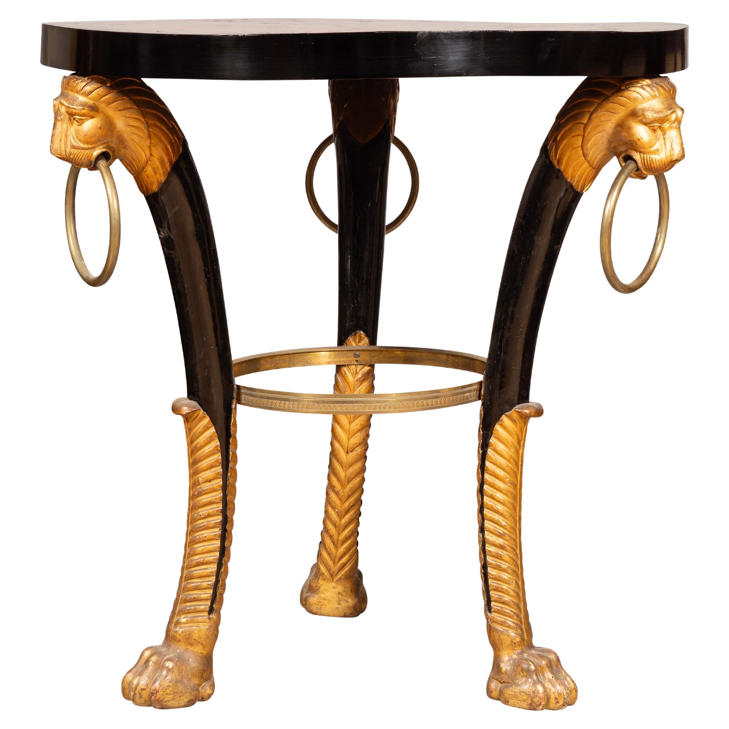 Regency Giltwood, Satinwood and Ebony Center Table For Sale