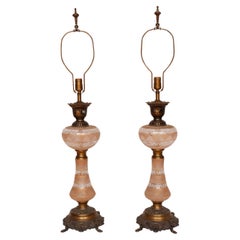 Antique Regency Glass Table Lamps, a Pair