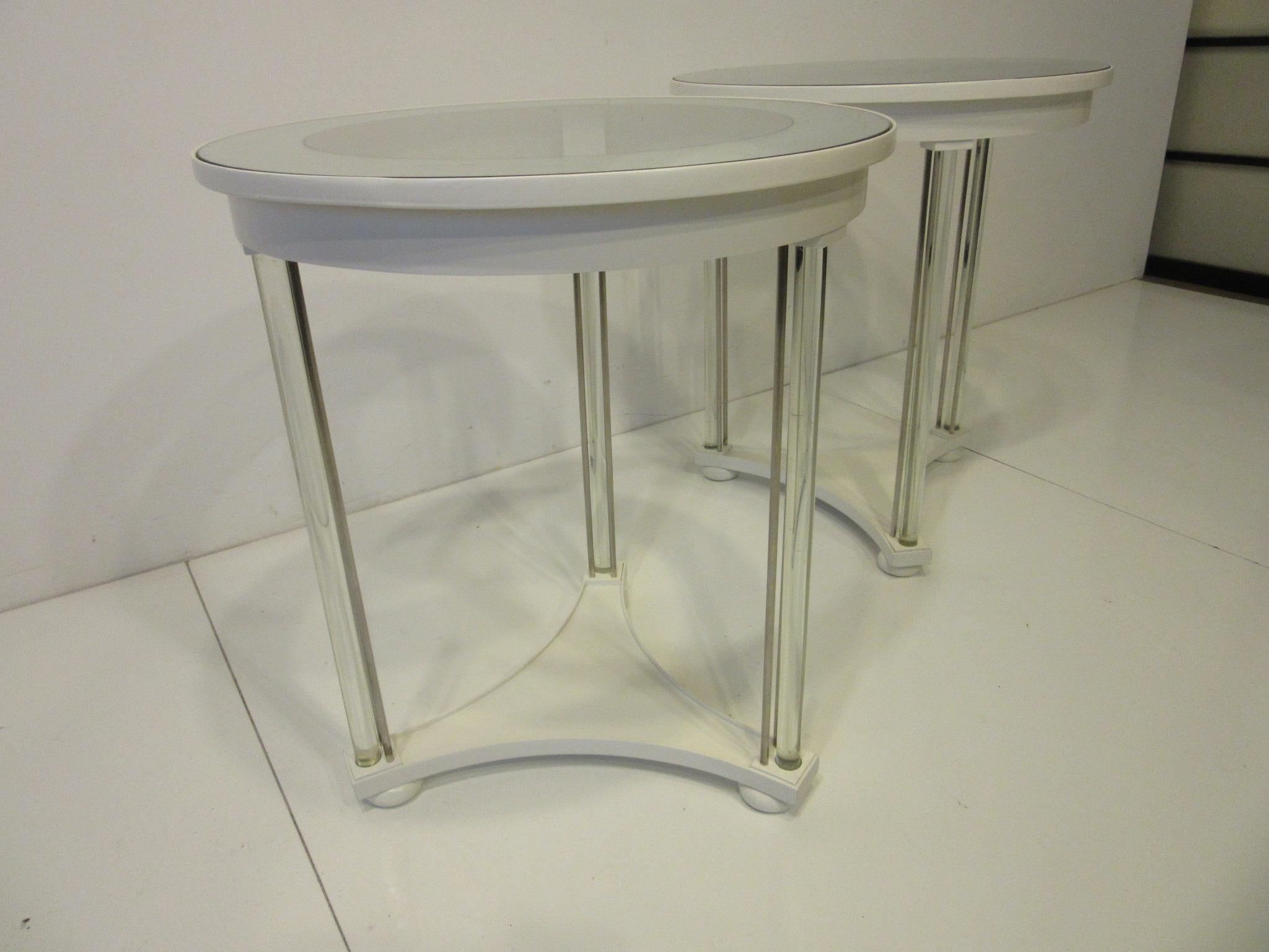 Regency Glass / Wood Side Tables 2