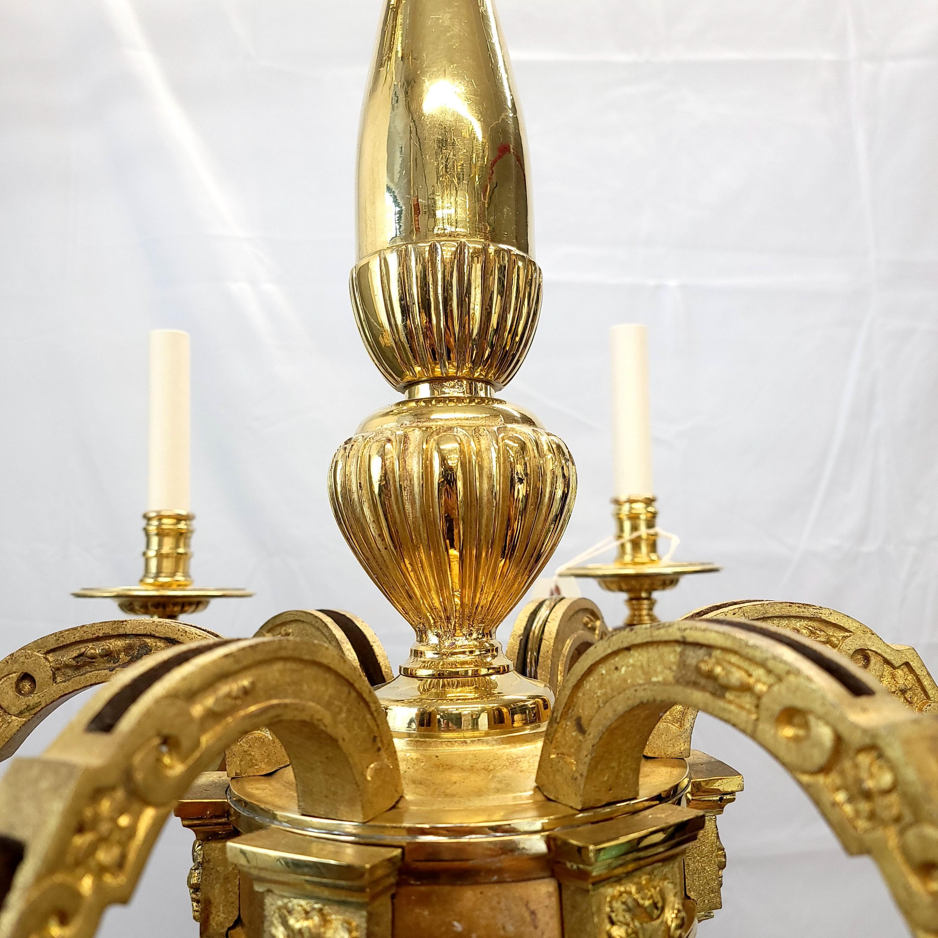 19th Century Regency Gold Brass Candelabra Chandelier For Sale