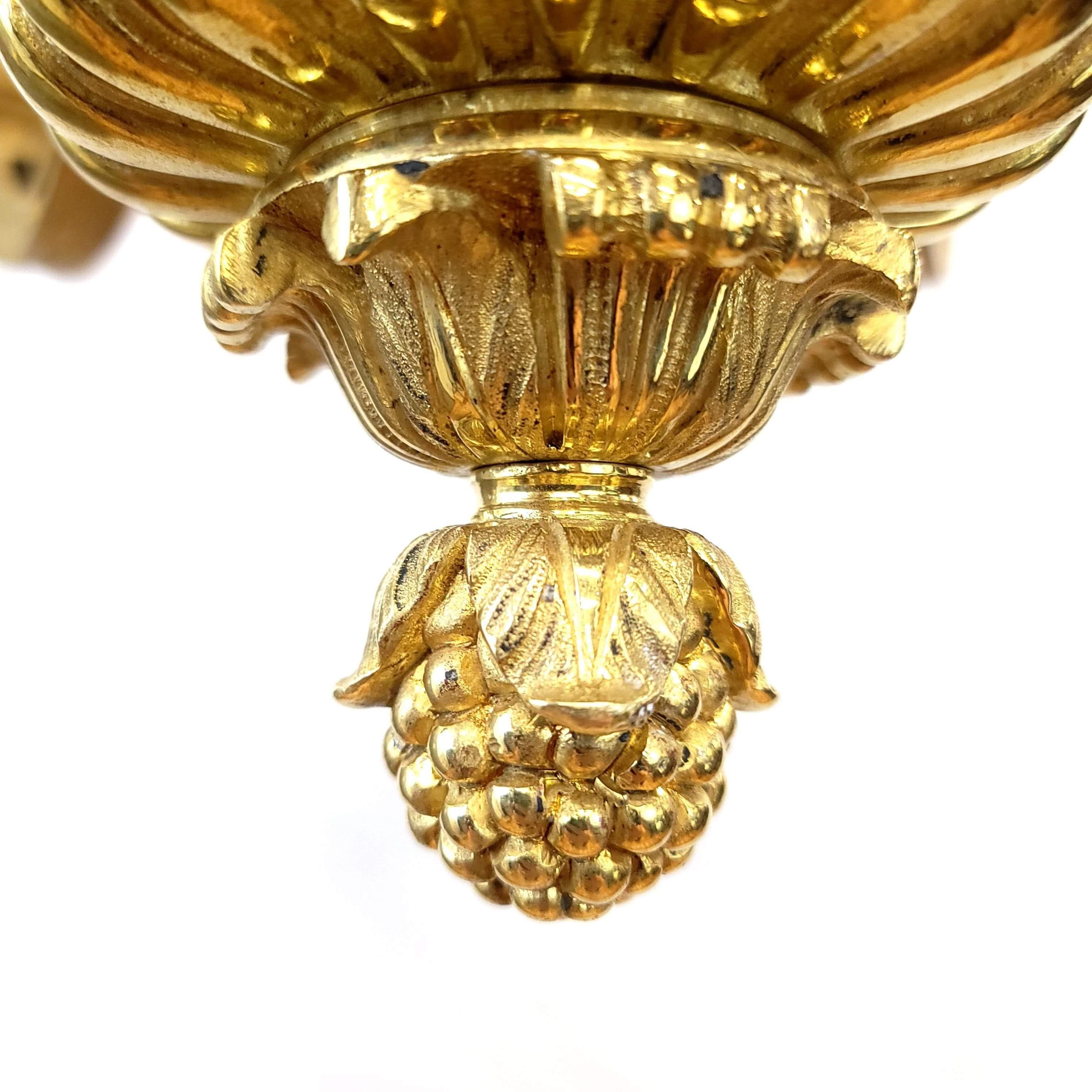 Regency Gold Brass Candelabra Chandelier For Sale 4