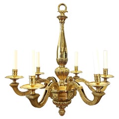 Regency Gold Brass Candelabra Chandelier