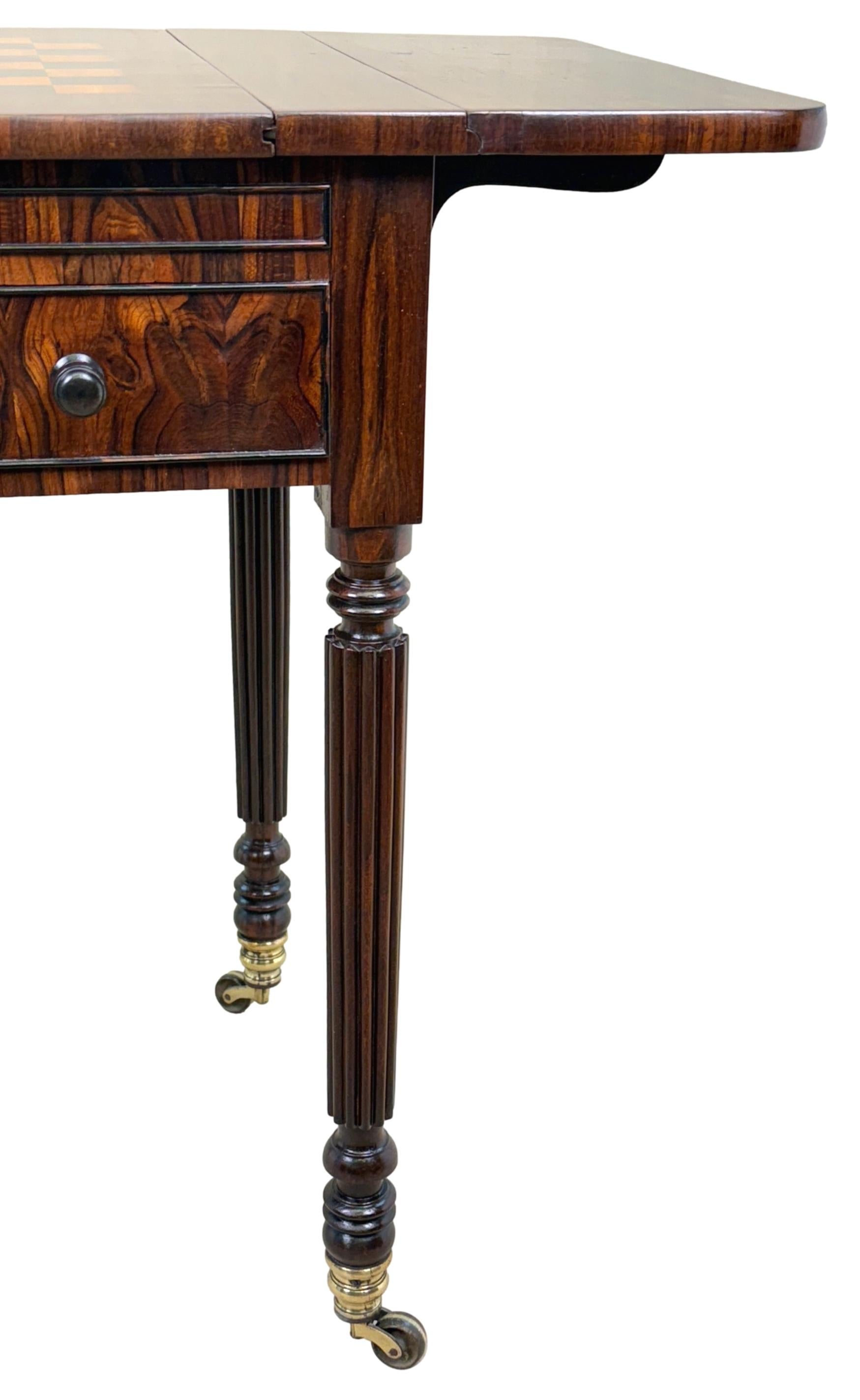 English Regency Goncalo Alves Backgammon & Chess Table For Sale