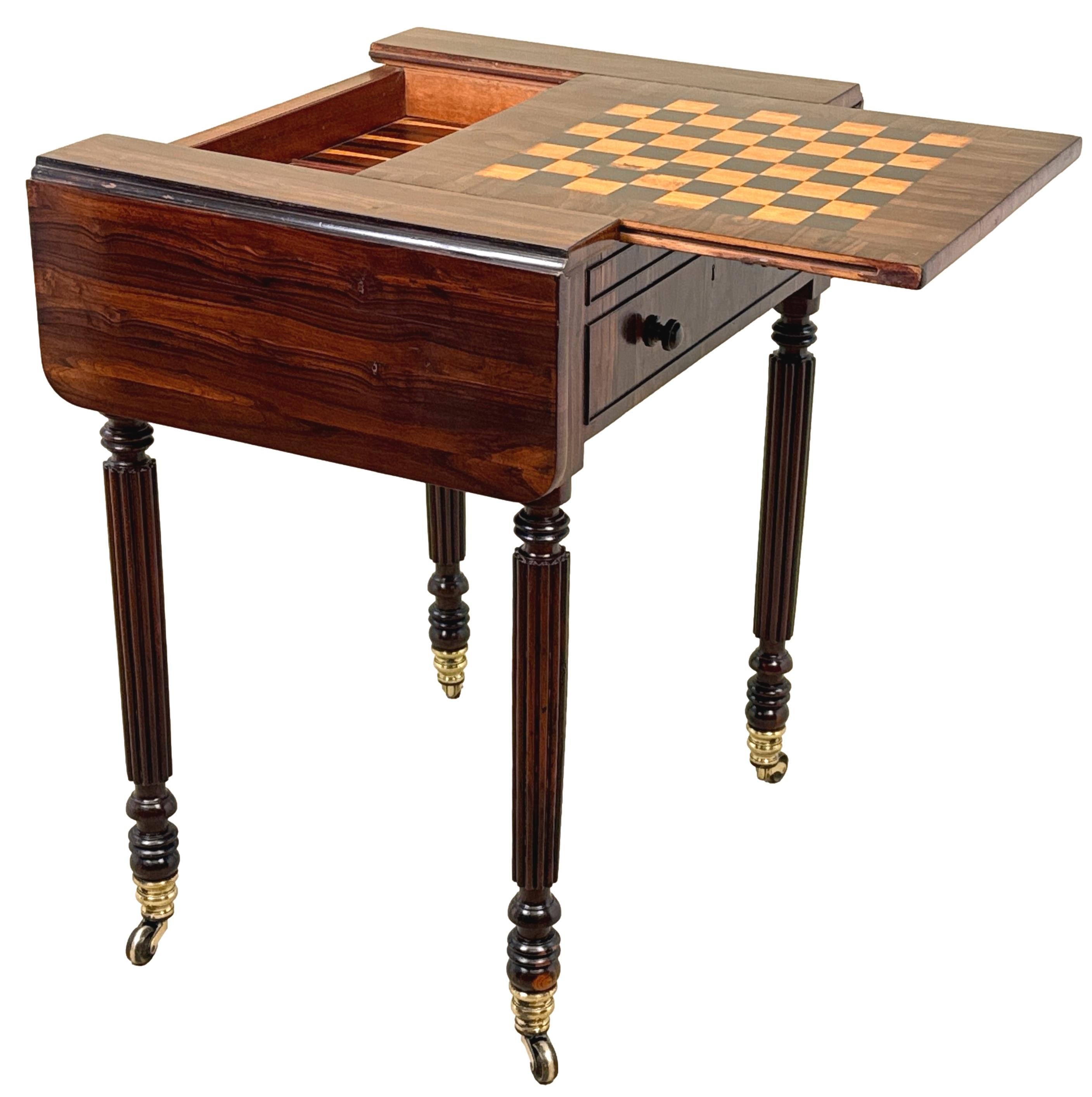 Regency Goncalo Alves Backgammon & Chess Table For Sale 1