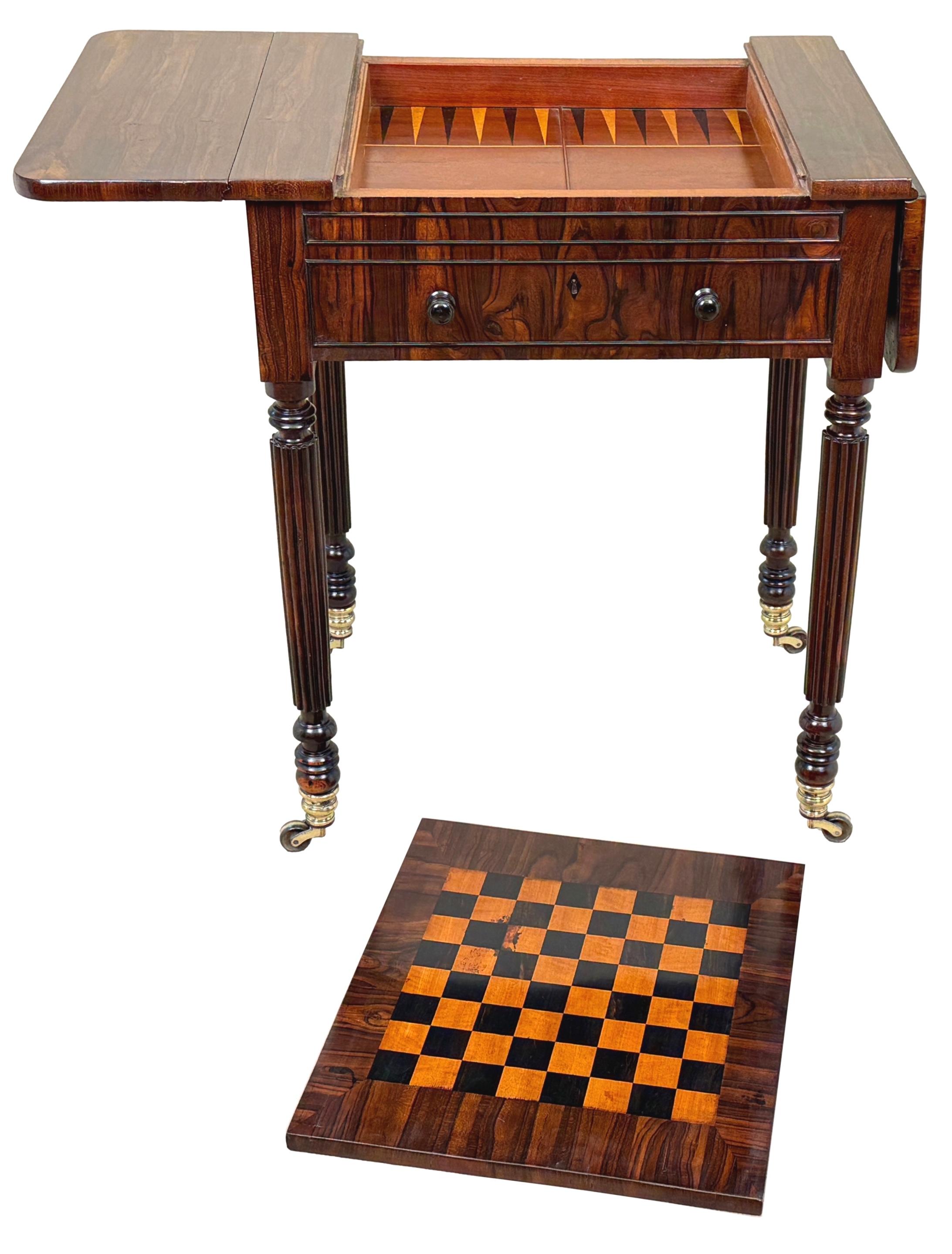 Regency Goncalo Alves Backgammon & Chess Table For Sale 2