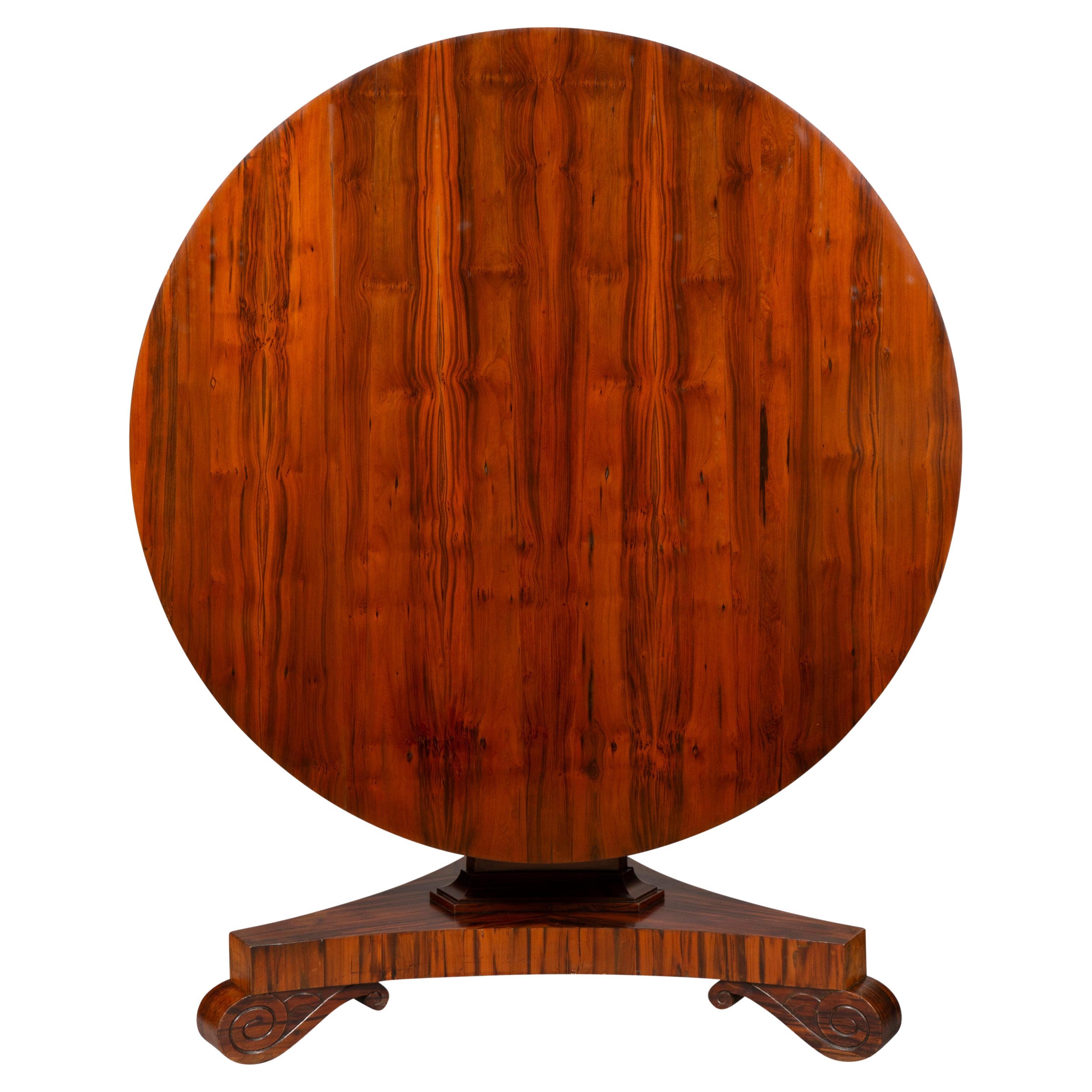 Regency Goncalo Alves Center Table In Good Condition For Sale In Essex, MA