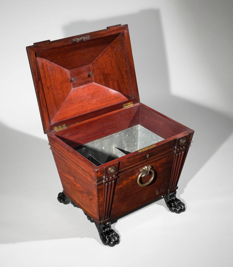 Regency Greek Revival Mahogany Casket Champagne Cooler Drinks
