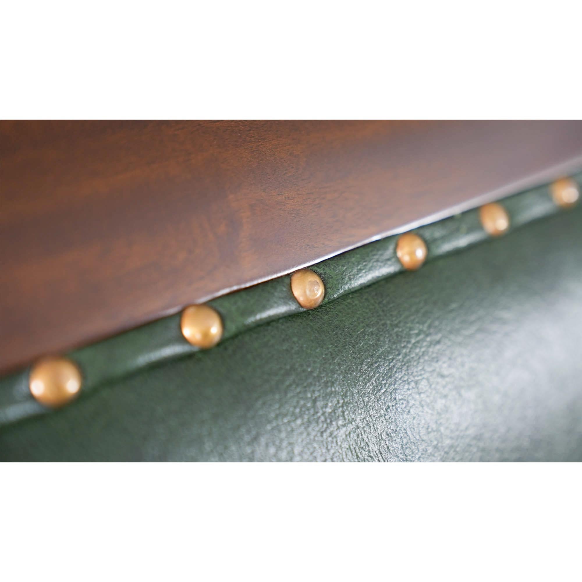 Regency Green Leather Arm Chair For Sale 6