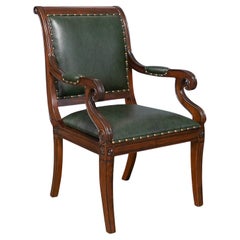 Poltrona in pelle verde Regency