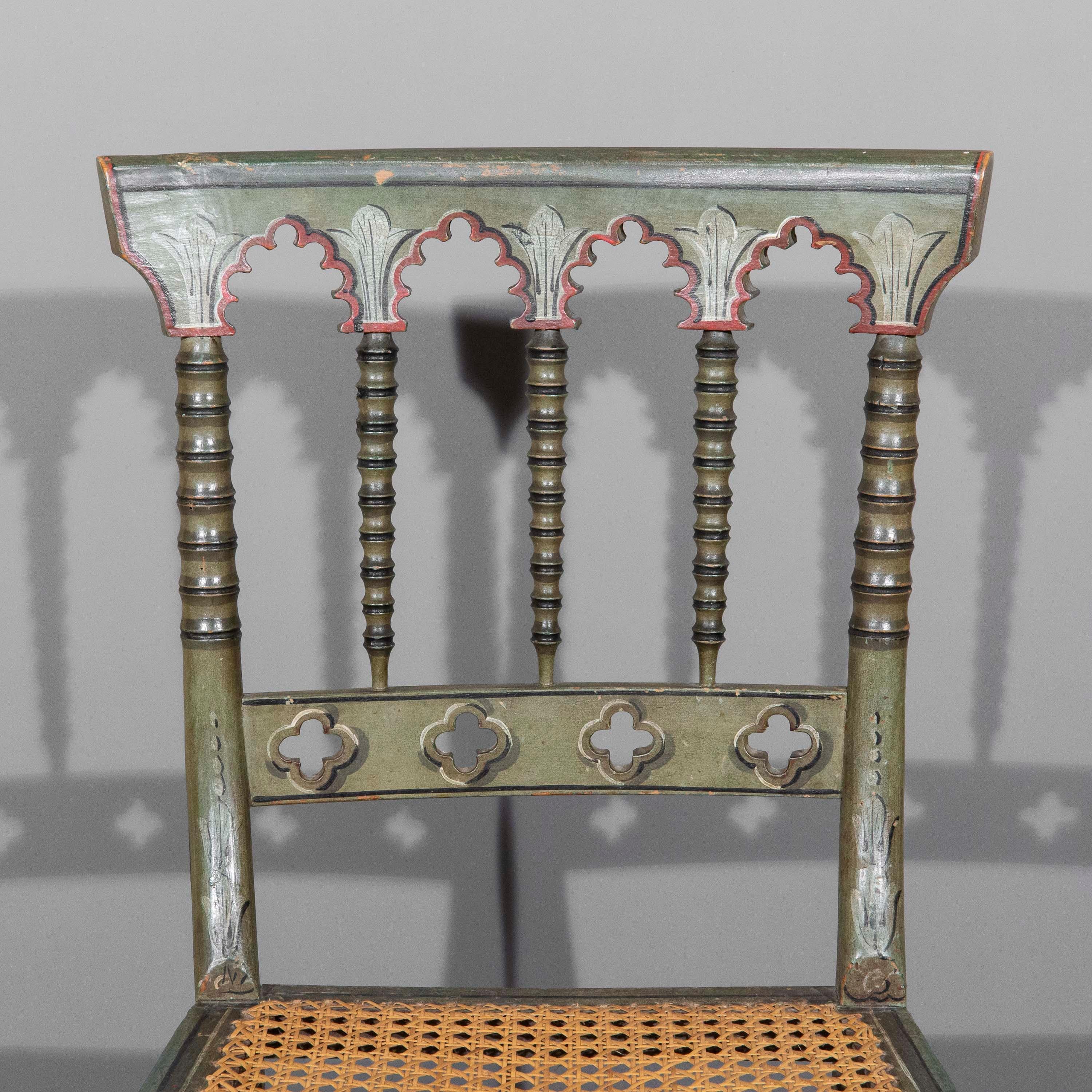 Gothic Rare early 19th Century Green Painted Chair