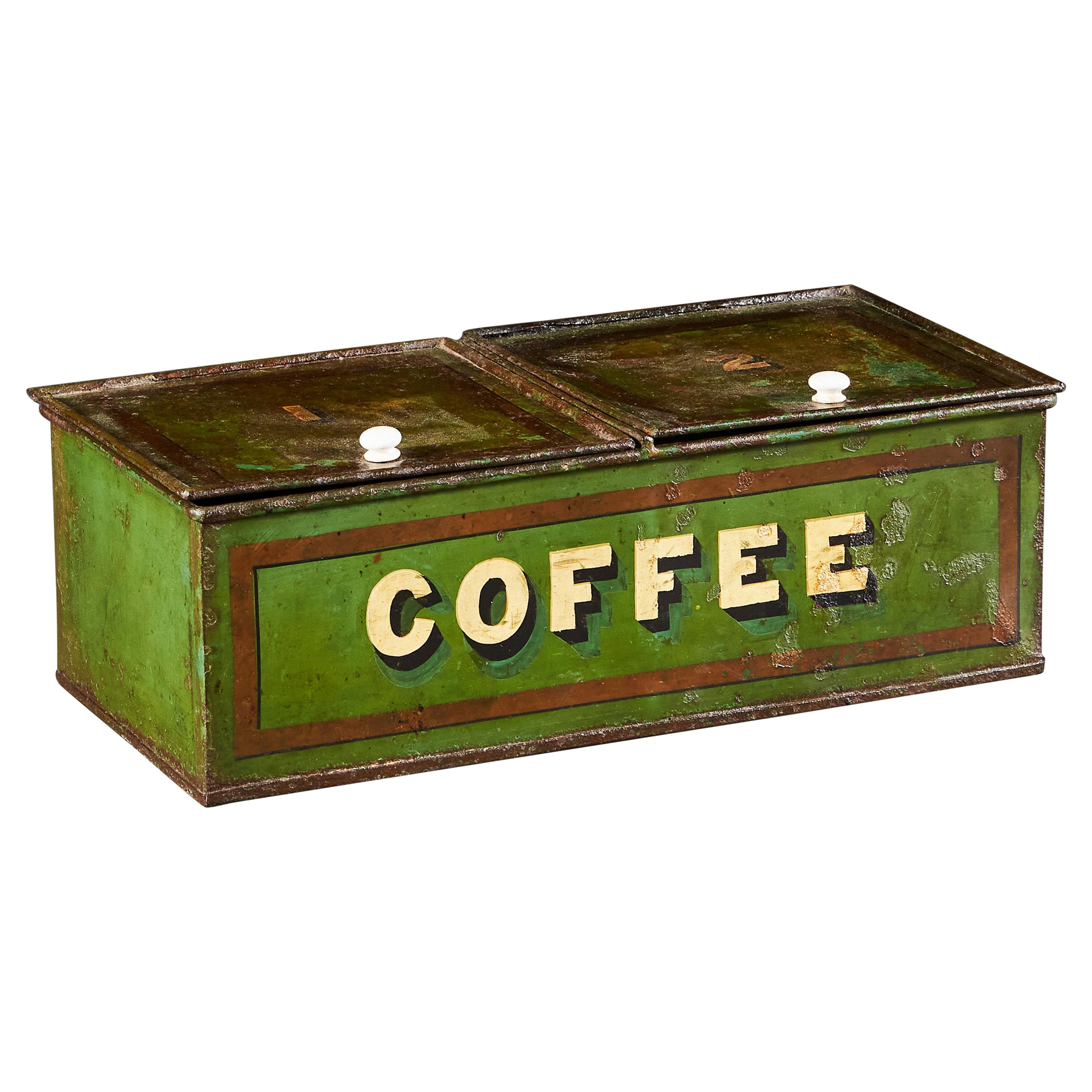 Regency Green Tole Coffee Tin