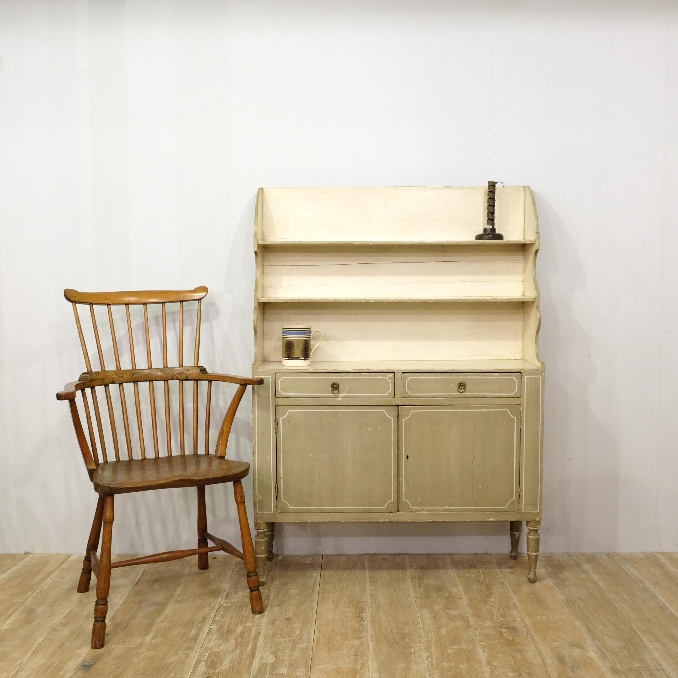 Regency Grey Painted Pine Dresser, Book Cabinet, Bijou, Early 19th Century 6