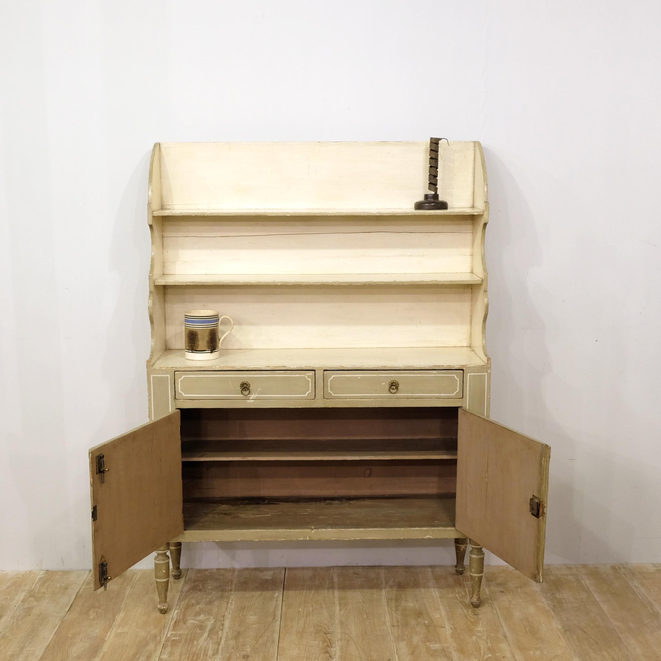 Regency Grey Painted Pine Dresser, Book Cabinet, Bijou, Early 19th Century 7