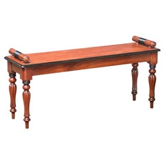 Regency Hall Bench or Window Seat of Mahogany from England with Ebonized Accents