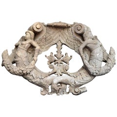 Regency Hand Carved Wooden Mermaid Plaque Architectural Fragment