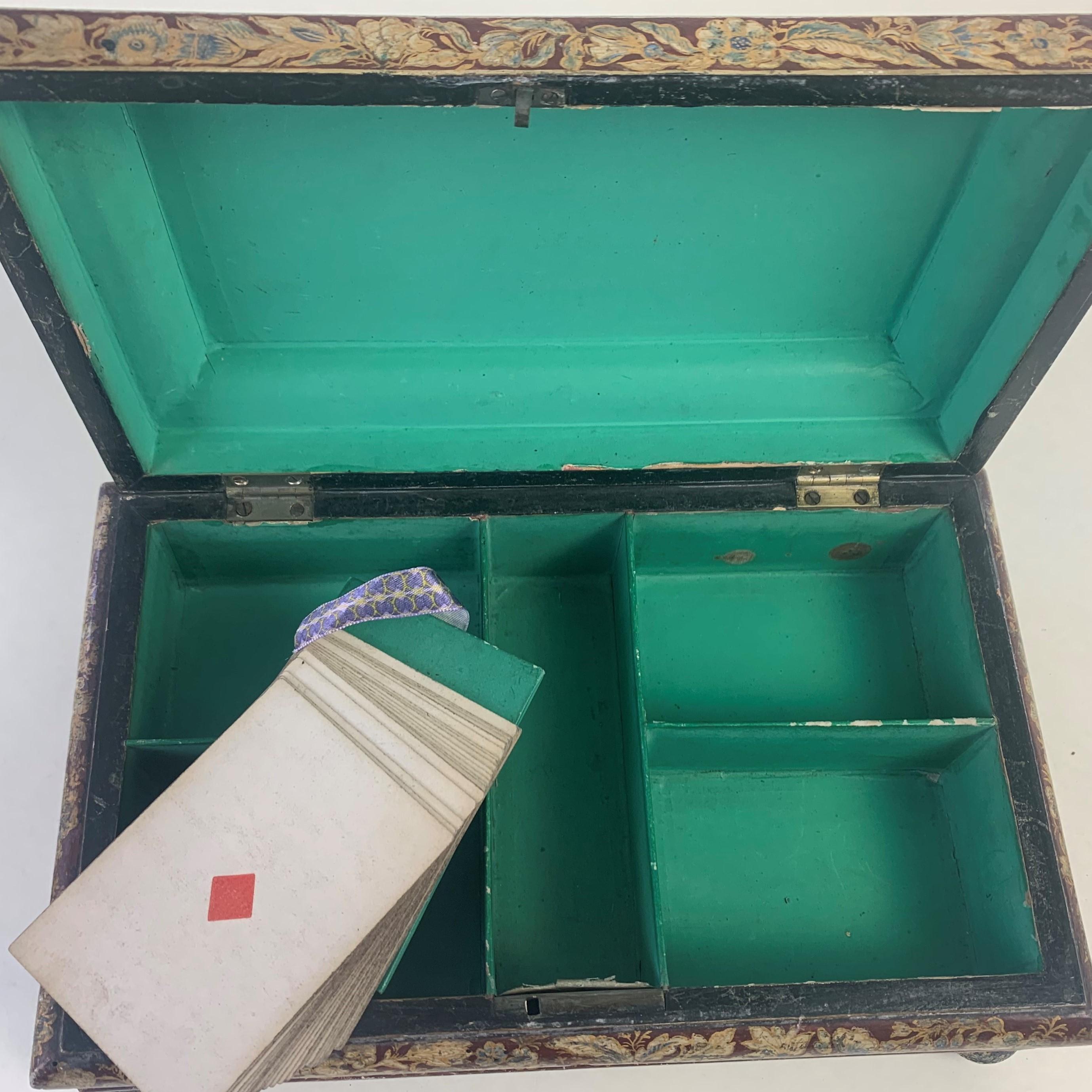 Regency Hand Painted Card or Games Box For Sale 4