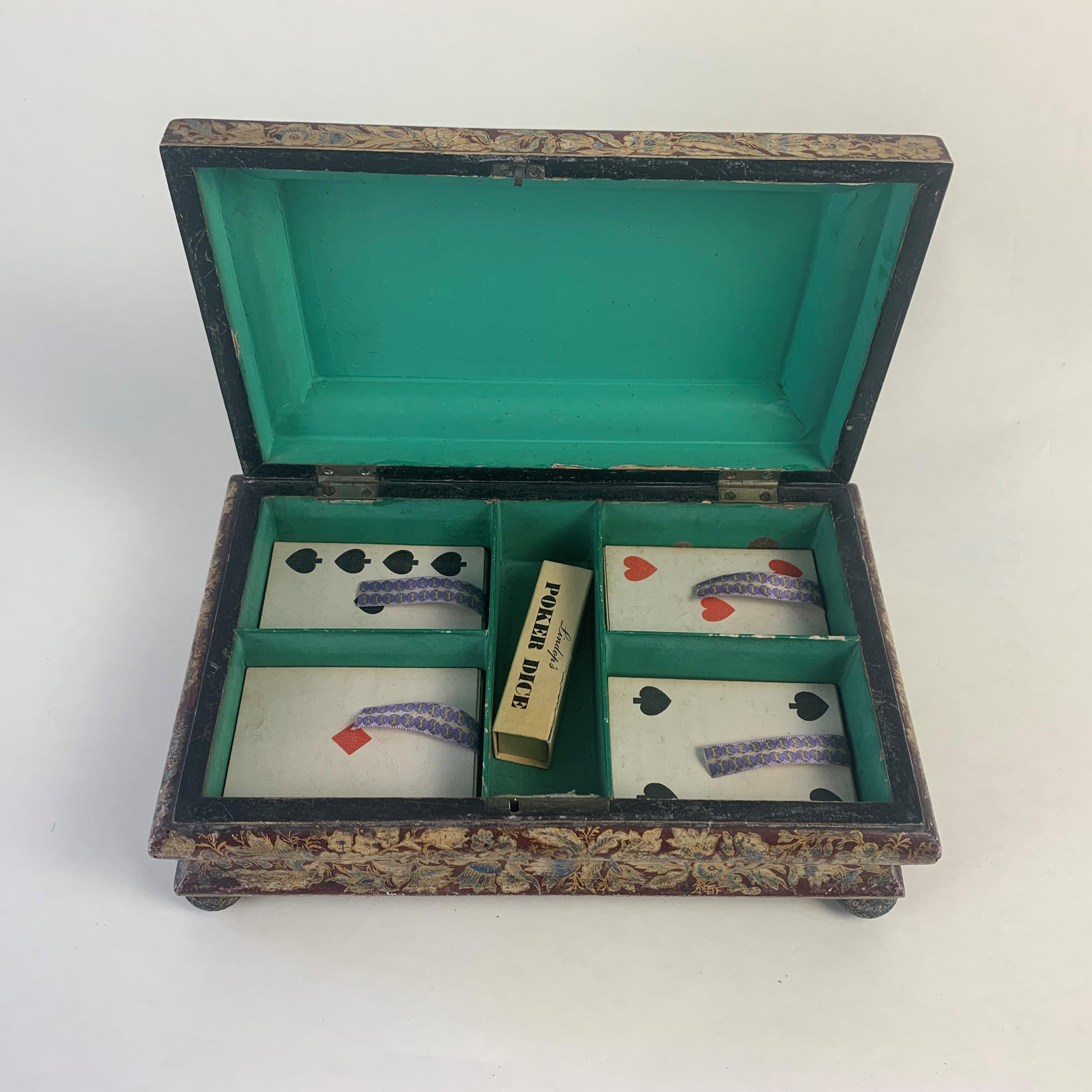 Beech Regency Hand Painted Card or Games Box For Sale