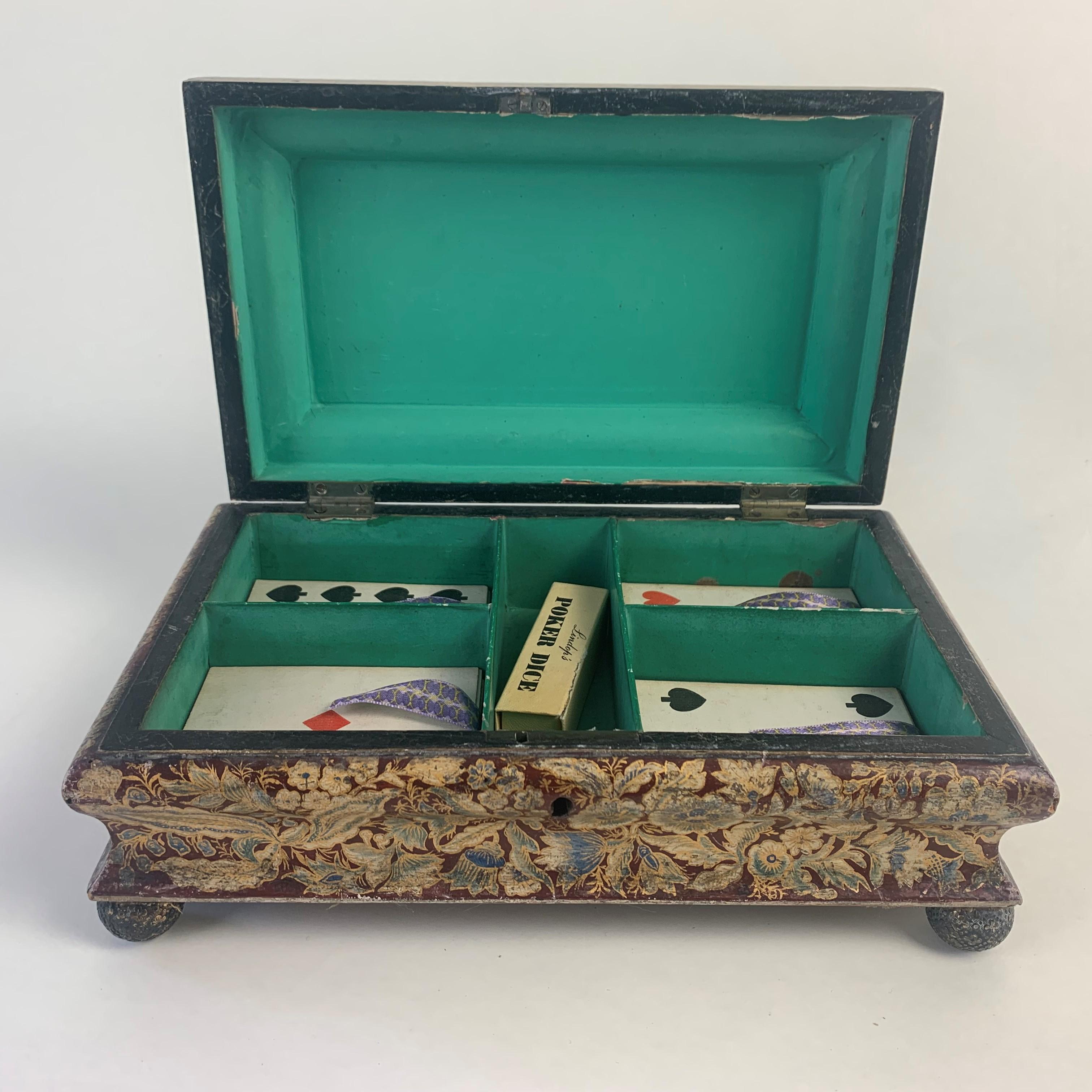 Regency Hand Painted Card or Games Box For Sale 1