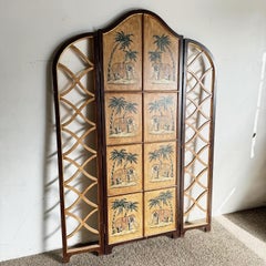 Regency Hand Painted Elephants and Gold Room Divider/Screen