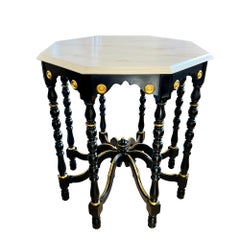 Regency Hand Painted Faux Marble Eight Leg Octagon Table