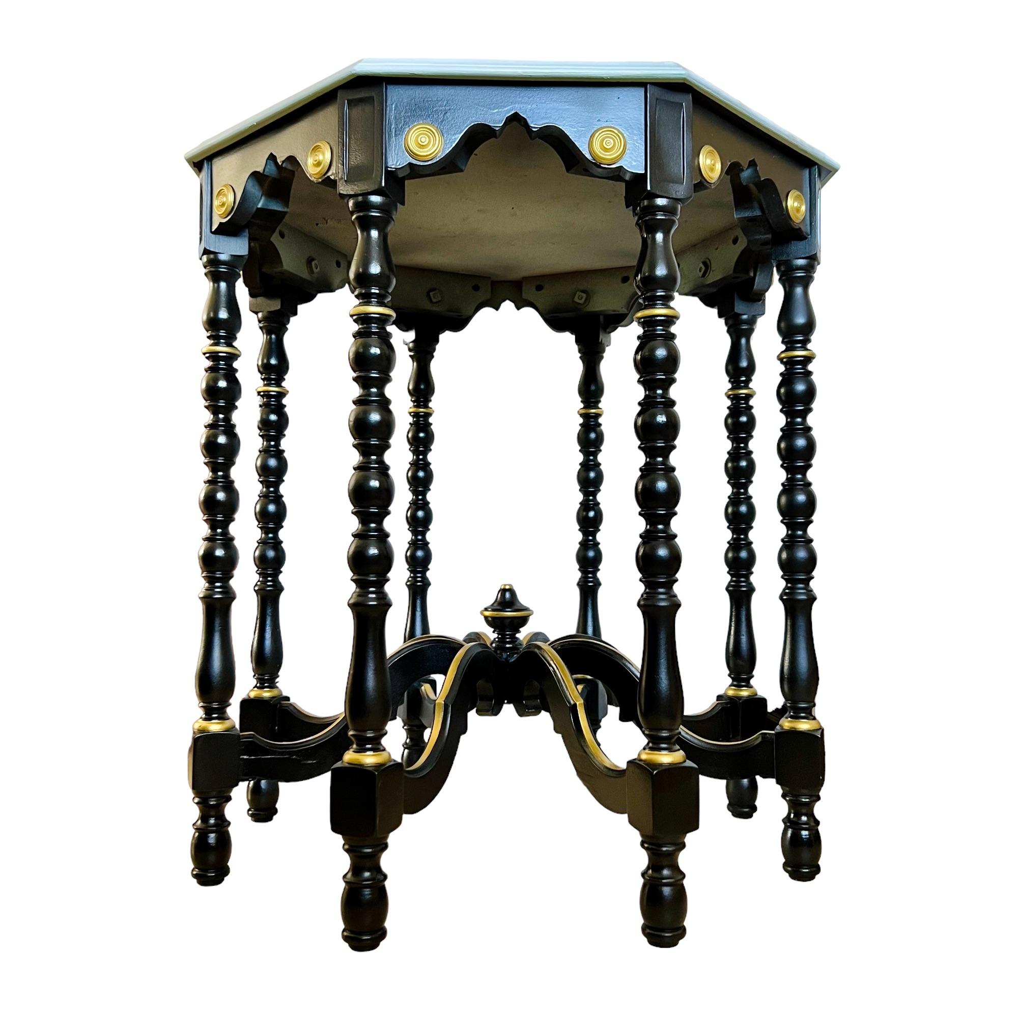 Achteckiger Regency-Tisch aus handbemalter Kunstmarmor mit acht Beinen (20. Jahrhundert) im Angebot