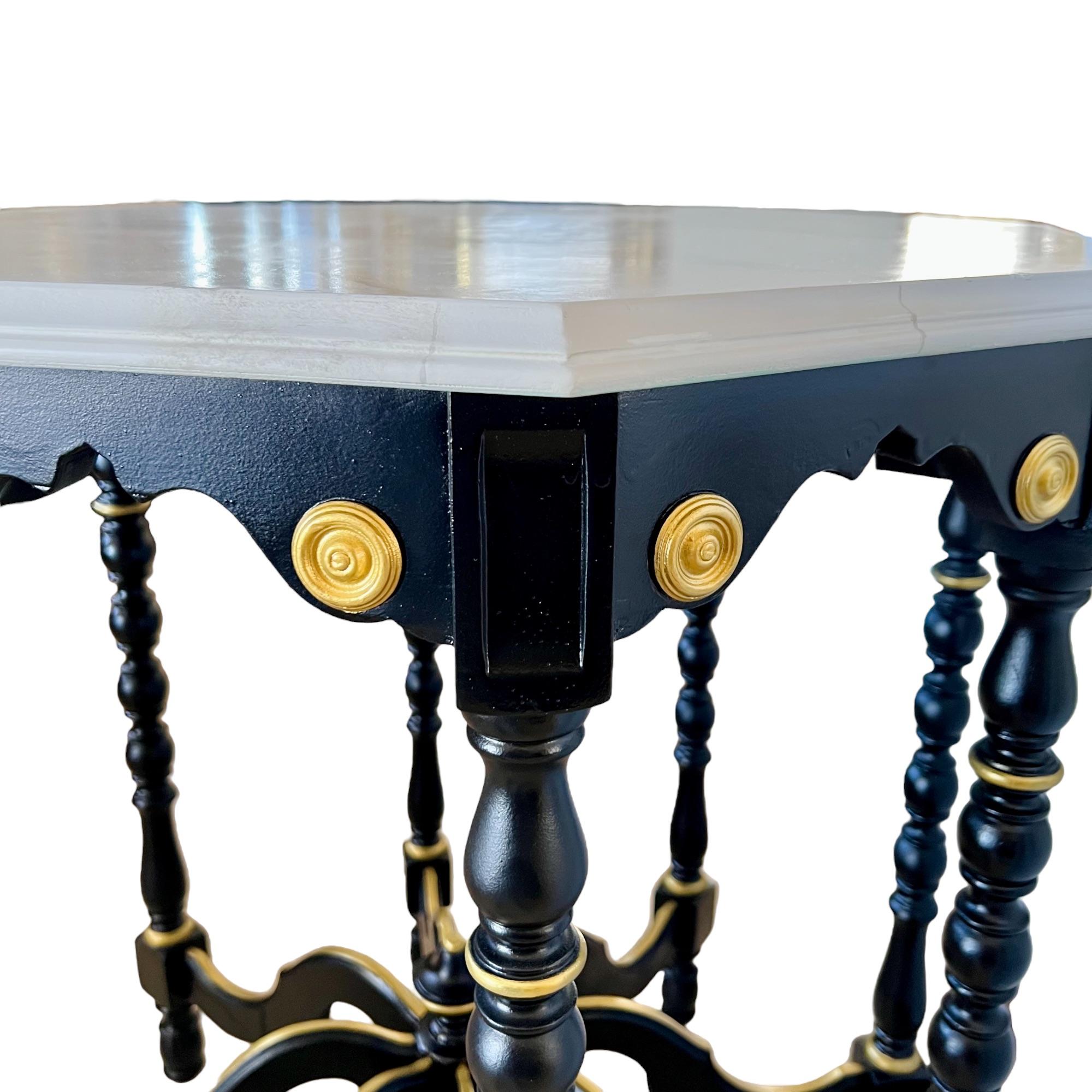 Achteckiger Regency-Tisch aus handbemalter Kunstmarmor mit acht Beinen im Angebot 3