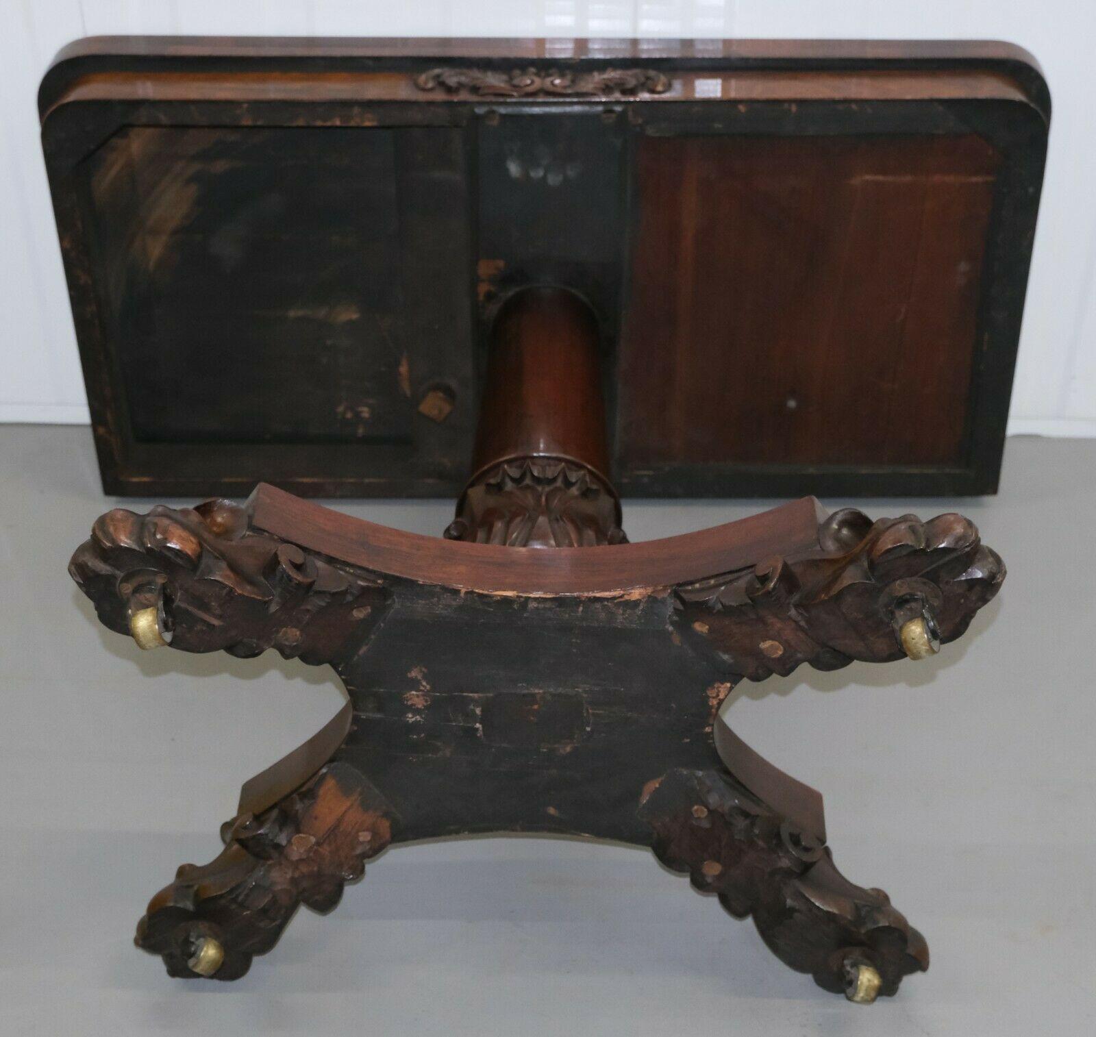 Regency Hardwood Turn over Top Card Table on Stunning Paw Feet & Casters For Sale 2