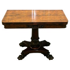 Antique Regency Hardwood Turn over Top Card Table on Stunning Paw Feet & Casters