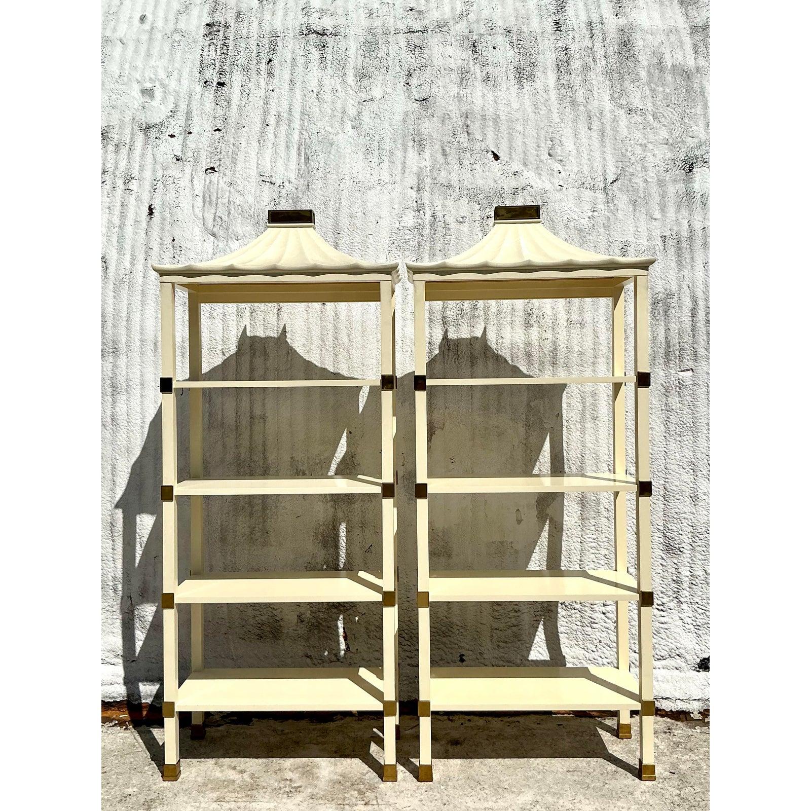 Regency Henredon Lacquered Pagoda Etagere - A Pair 1