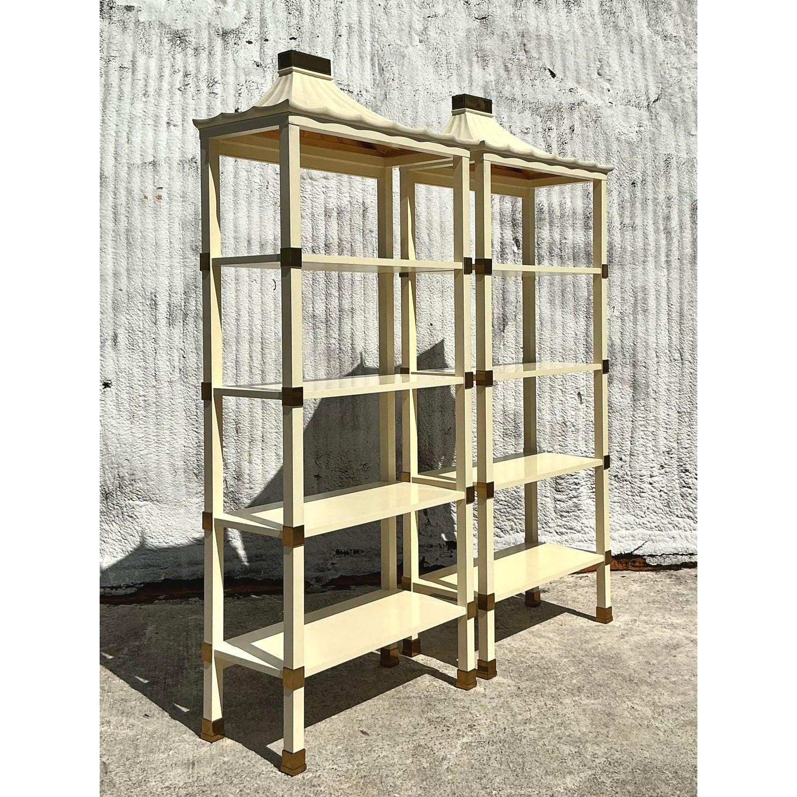 Regency Henredon Lacquered Pagoda Etagere - A Pair 2