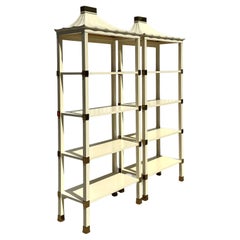 Regency Henredon Lacquered Pagoda Etagere - A Pair