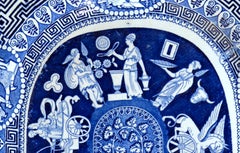 Herculano Plato estampado azul con motivos griegos