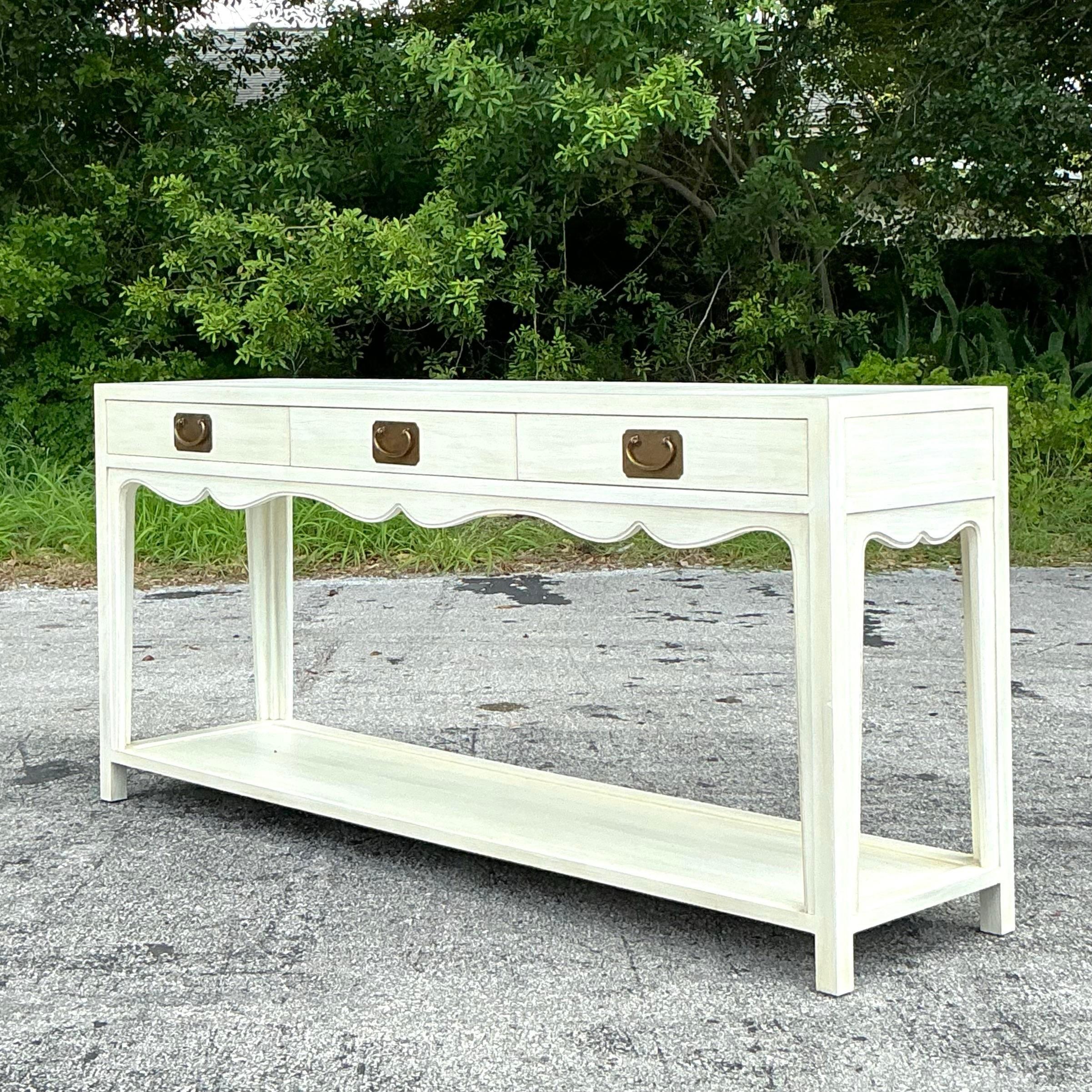 American Regency Hickory Chair “Peony” Console Table