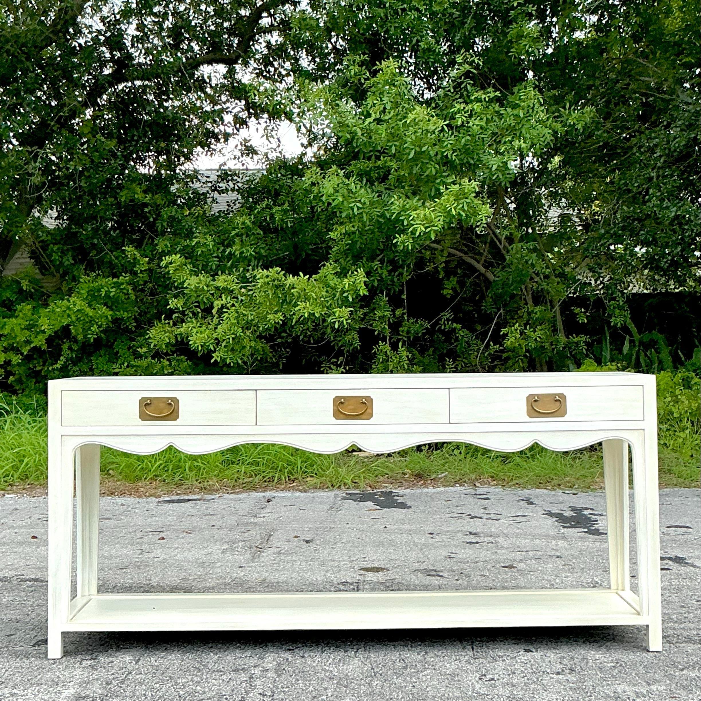Metal Regency Hickory Chair “Peony” Console Table