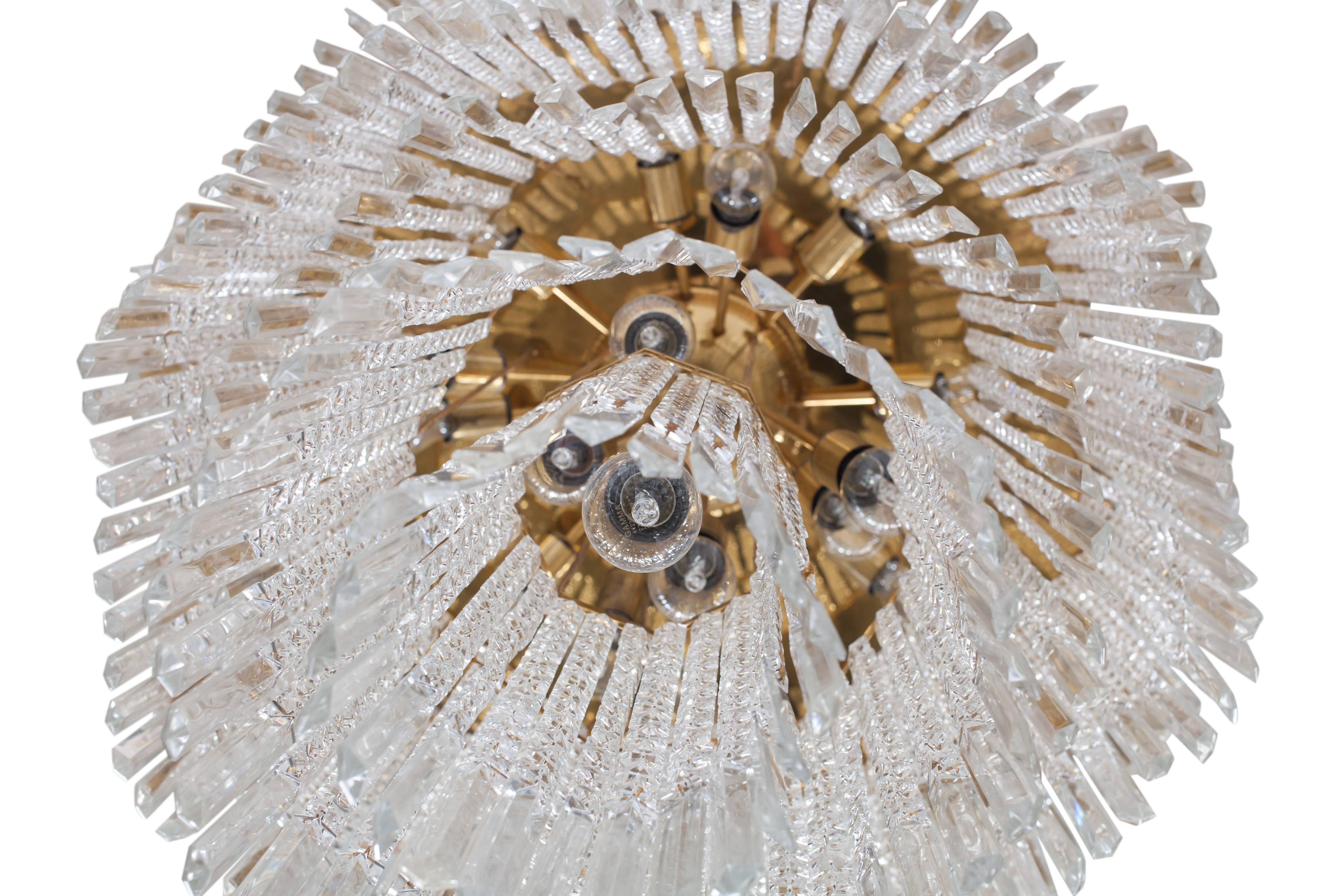 Regency Impressive Brass and Glass Chandelier, Italy, 1950s For Sale 2