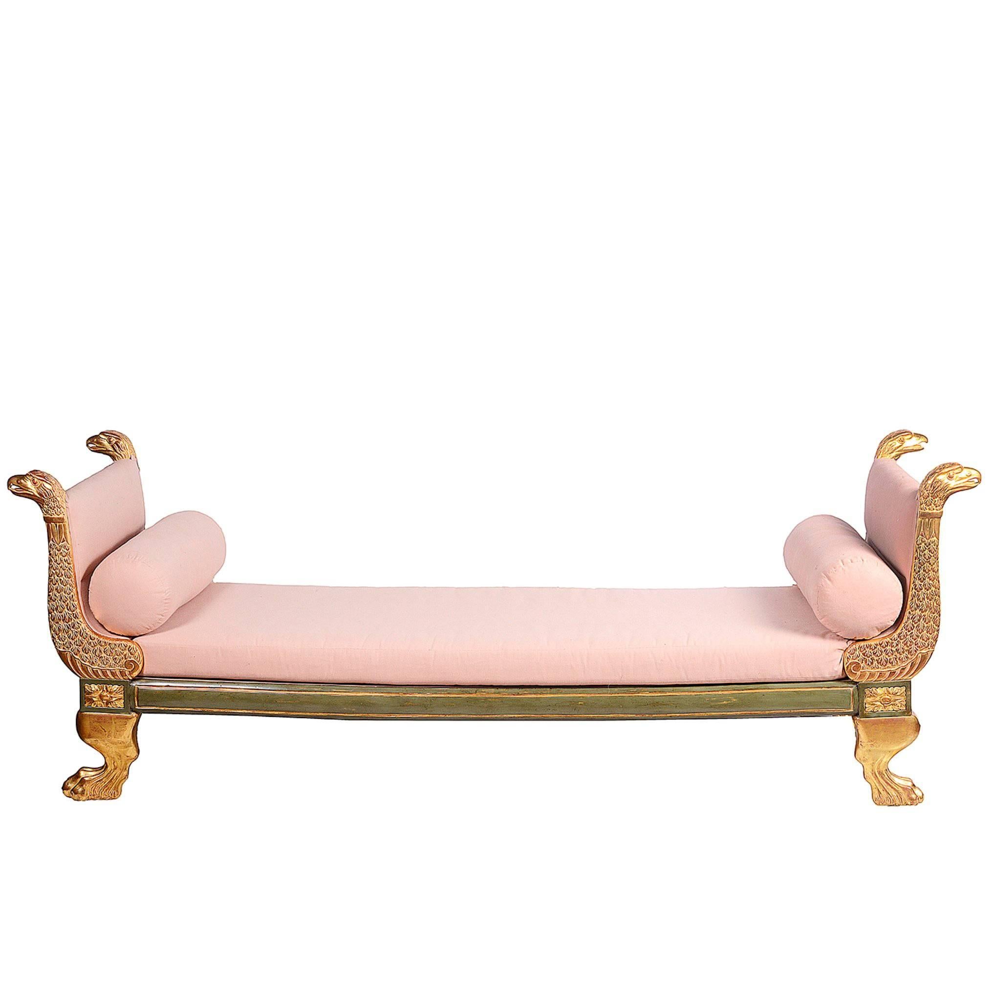 Regency Influenced Carved Giltwood Daybed For Sale