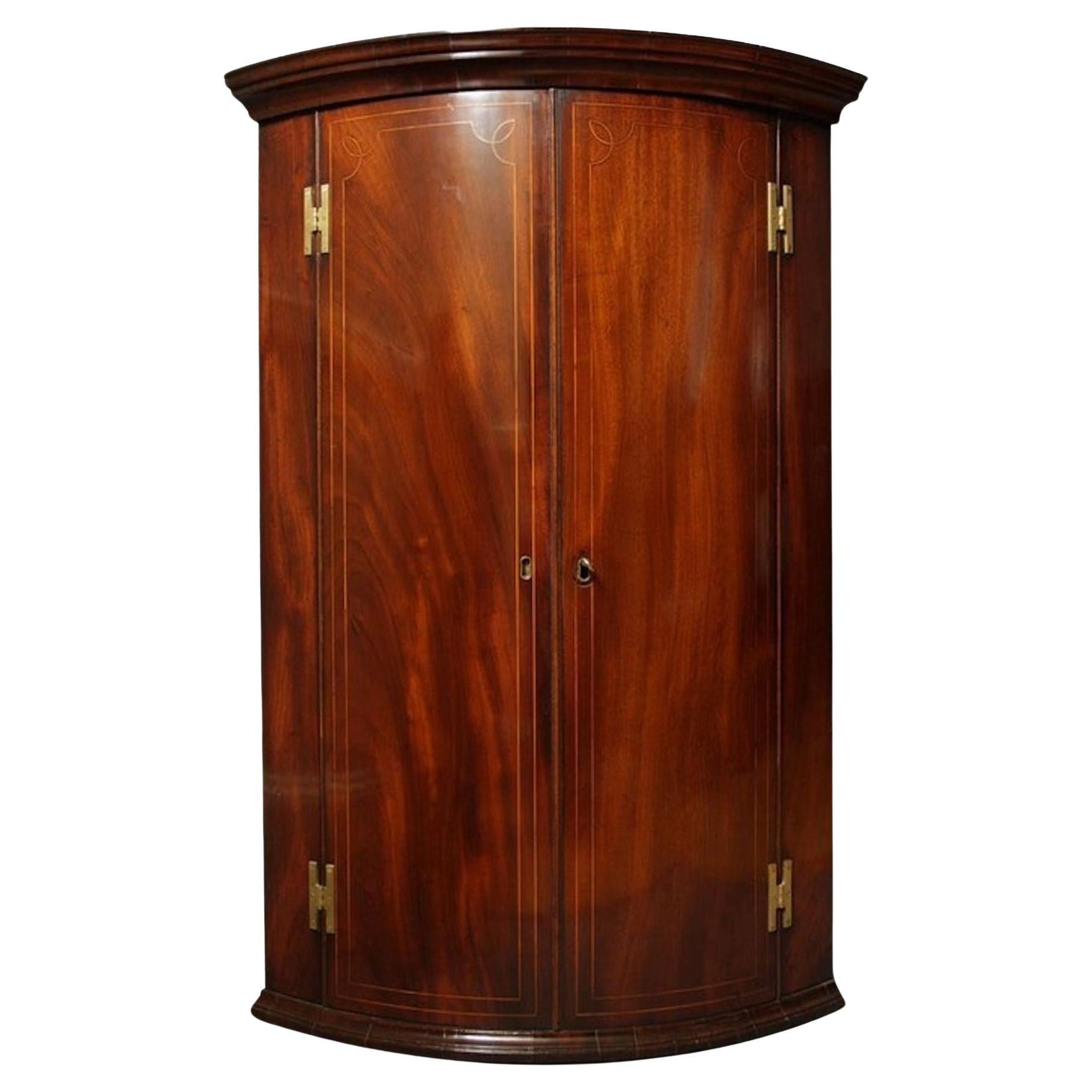 Regency Inlaid Corner Cupboard For Sale