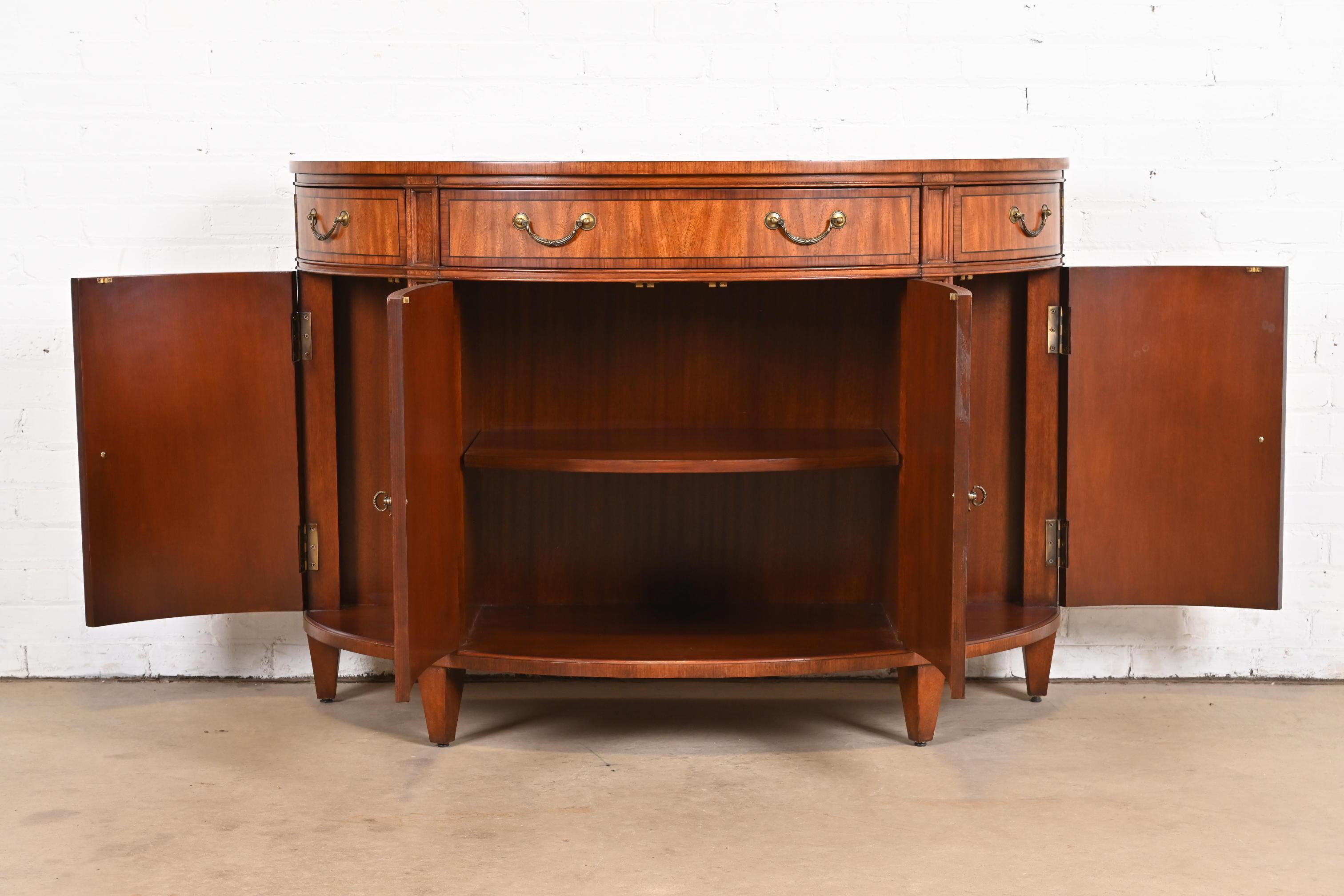 Regency Inlaid Mahogany Demilune Sideboard or Bar Cabinet For Sale 8