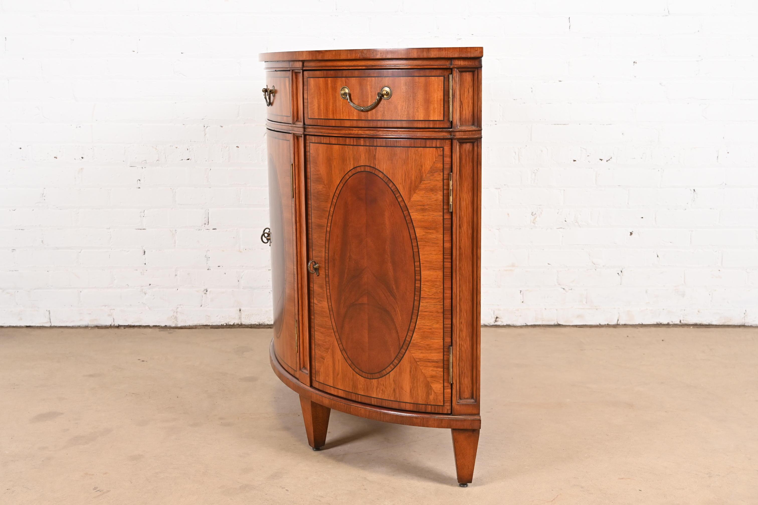 Regency Inlaid Mahogany Demilune Sideboard or Bar Cabinet For Sale 10