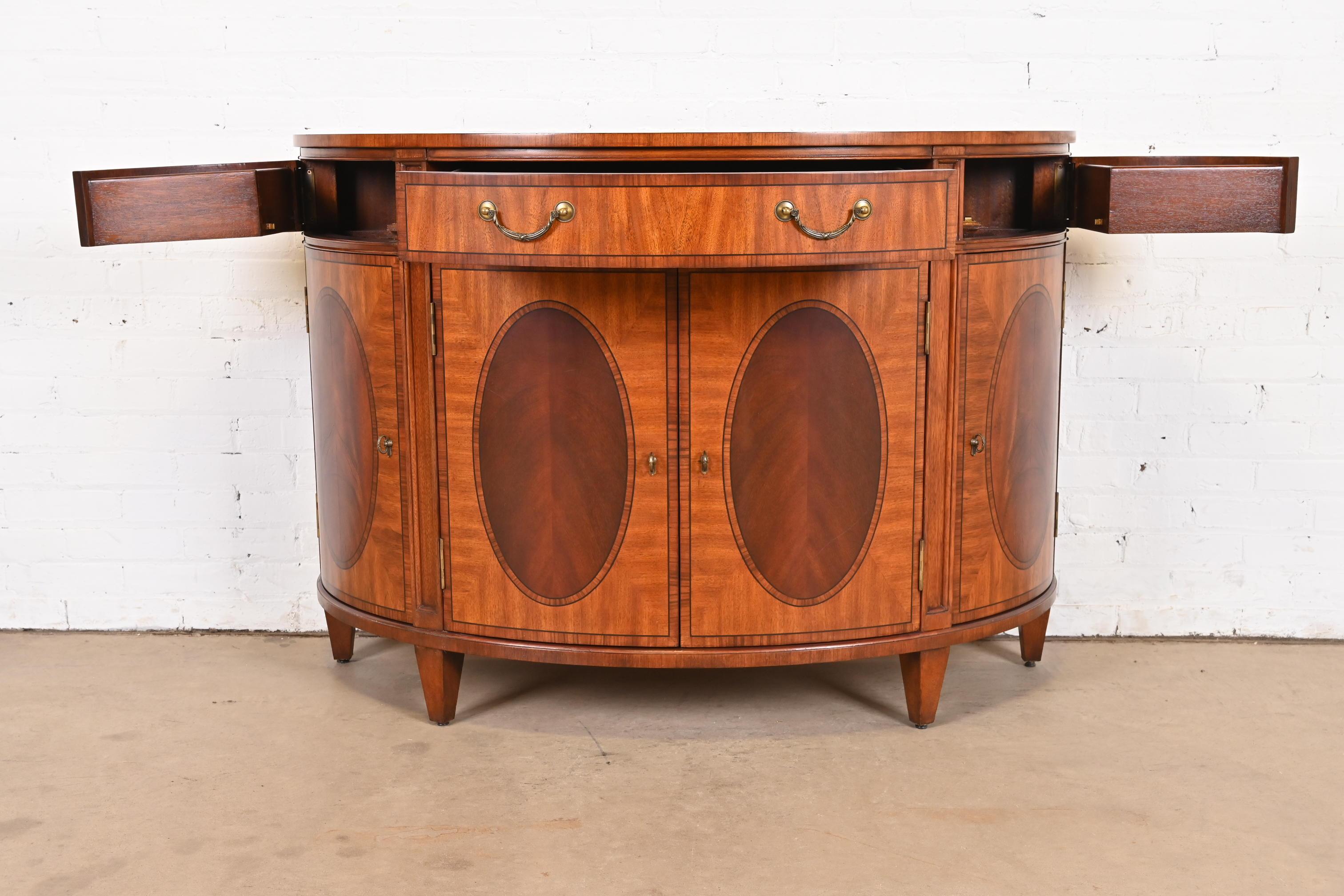 Regency Inlaid Mahogany Demilune Sideboard or Bar Cabinet For Sale 3