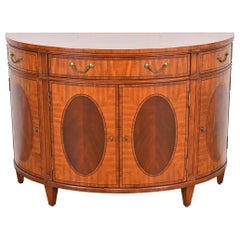 Regency Inlaid Mahogany Demilune Sideboard or Bar Cabinet